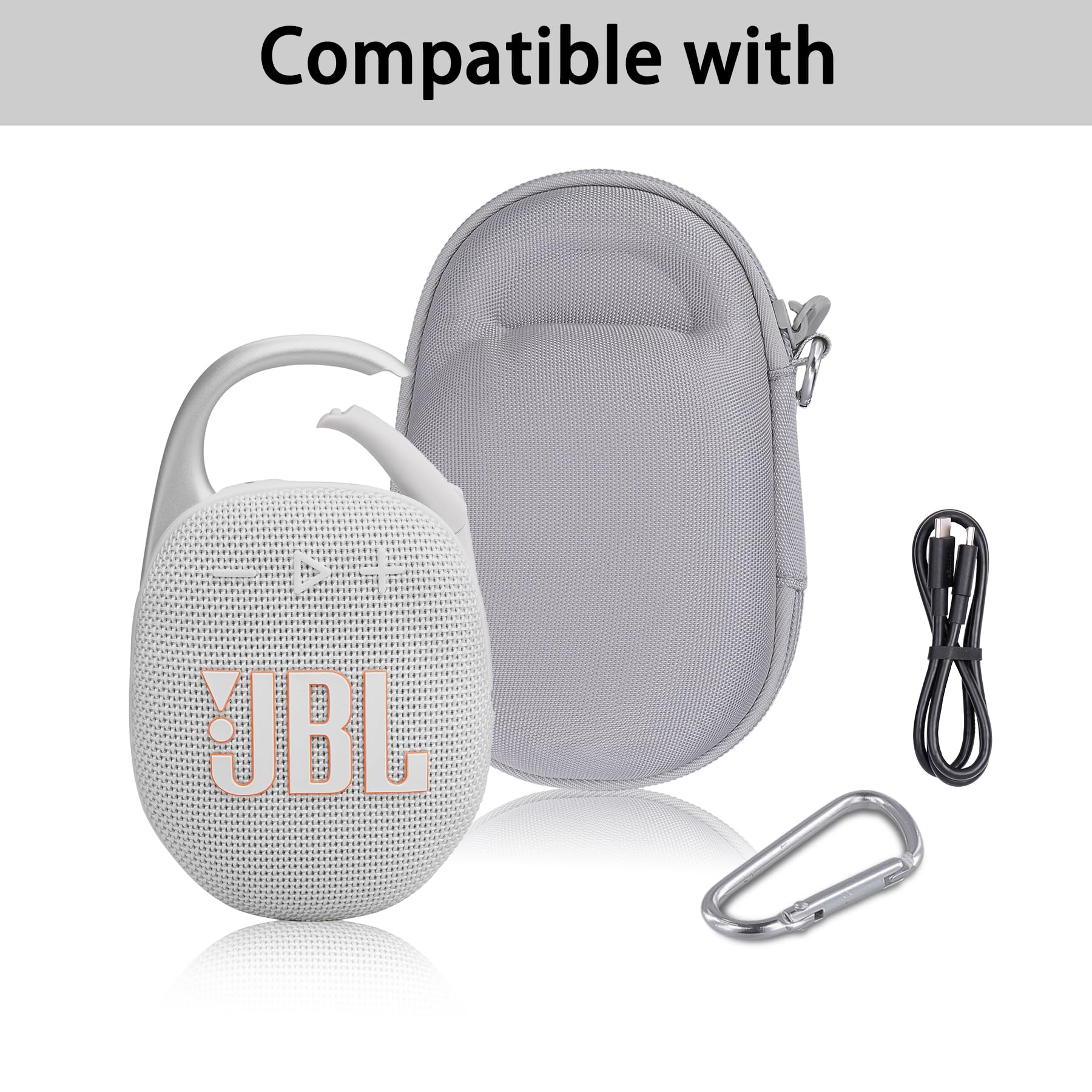 Co2CREA Dur Étui De Voyage Rigide Housse Cas Pour JBL Clip 5/Clip 4//Clip 4 Eco Enceinte Bluetooth Portable(boîte Seule) (Boîtier Noir+intérieur Bleu