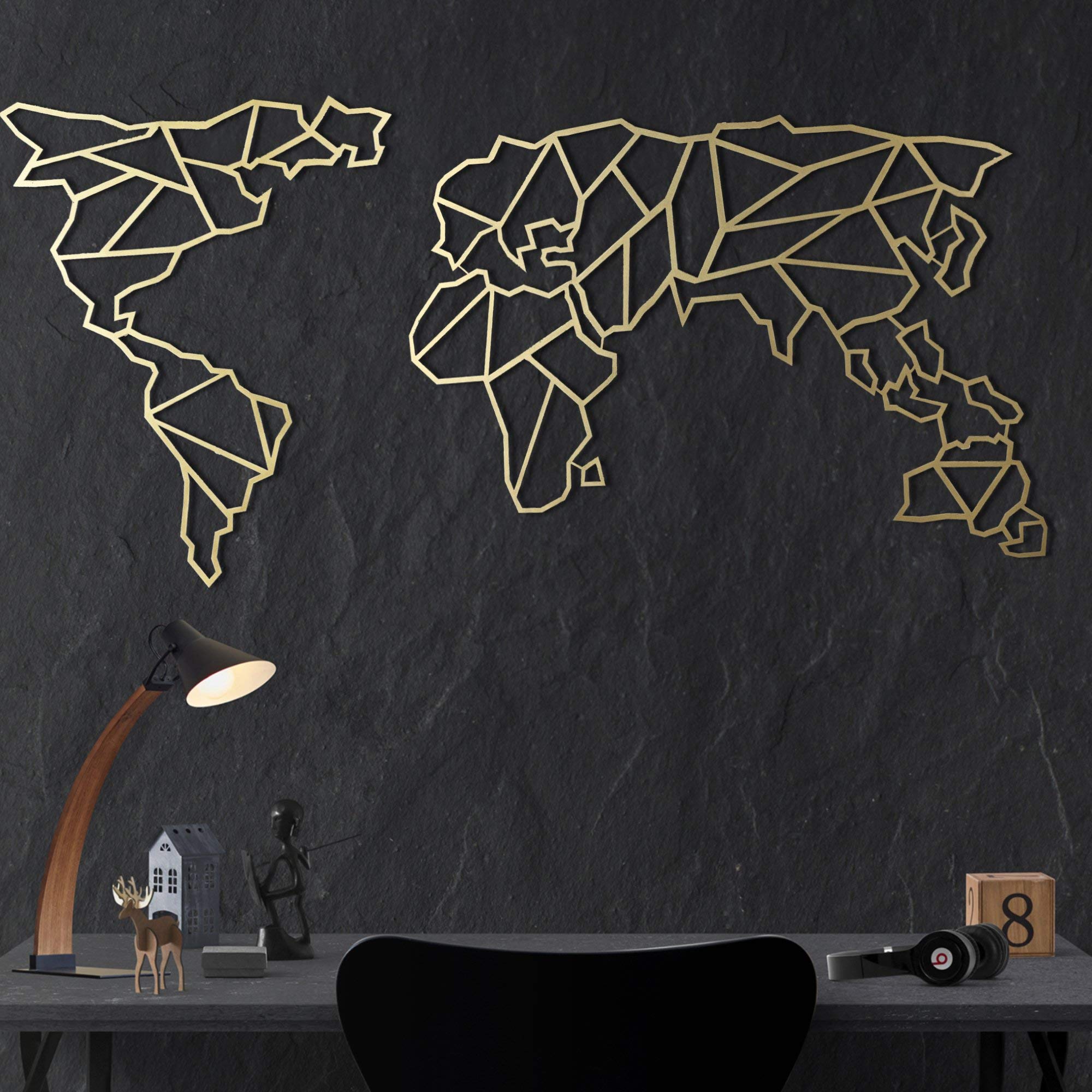 Tubibu Wereldkaart Wall Art, 100% Metalen Wereldkaart 2D, Beeldhouwkunst, Groot en Breed - Maat (23,6 x 47) - Wandophanging voor woonkamer, slaapkamer, slaapzaal (wit