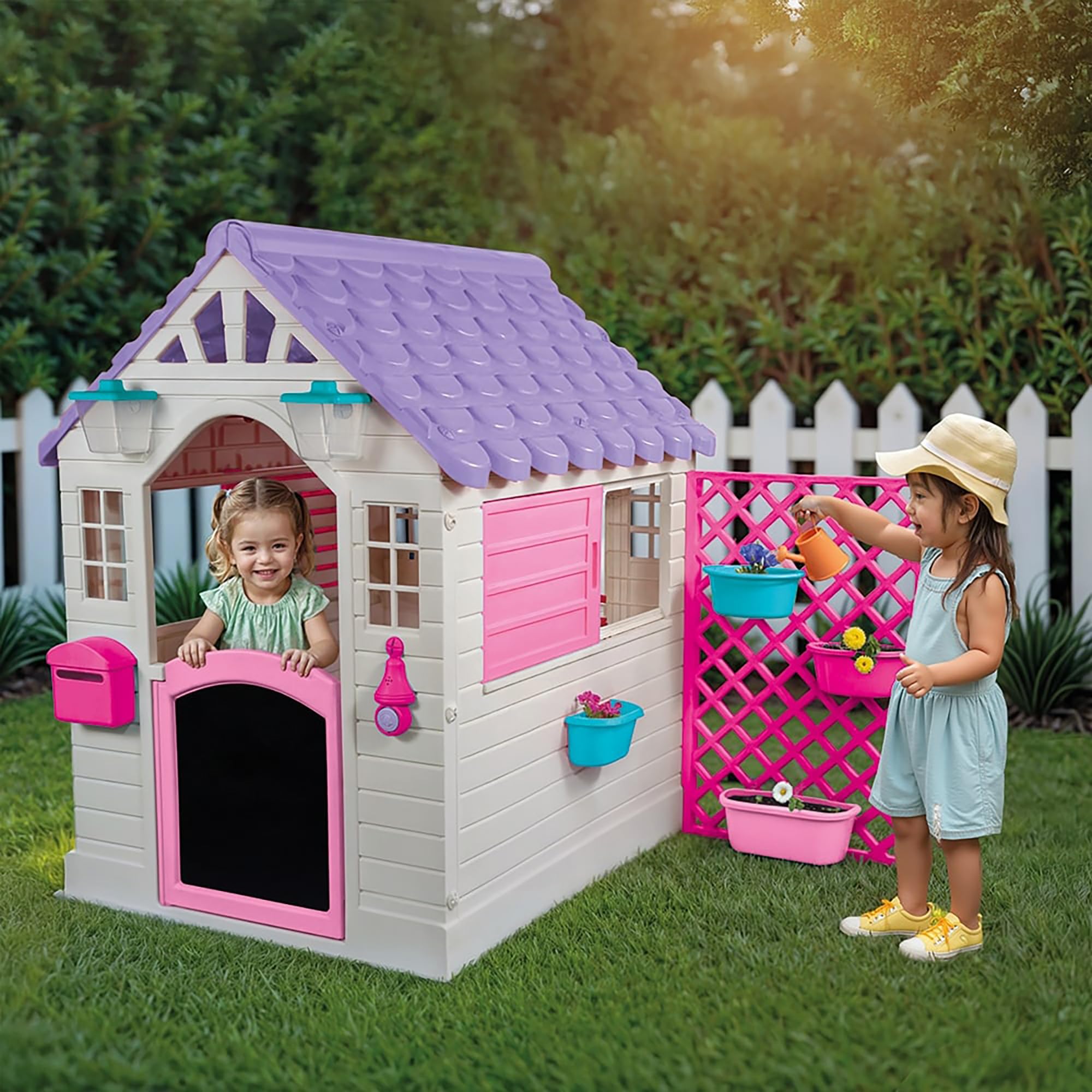 Dolu Spielhaus mit elektronischer Türklingel für Kinder ab 2 Jahren - Gartenspielzeug - Outdoor - Indoor - Kunststoffhaus