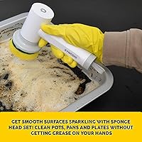 Vista 2 de Synoshi Cabezales de cepillo de esponja (6 unidades) para limpiador giratorio eléctrico Diseñado para limpiar superficies lisas