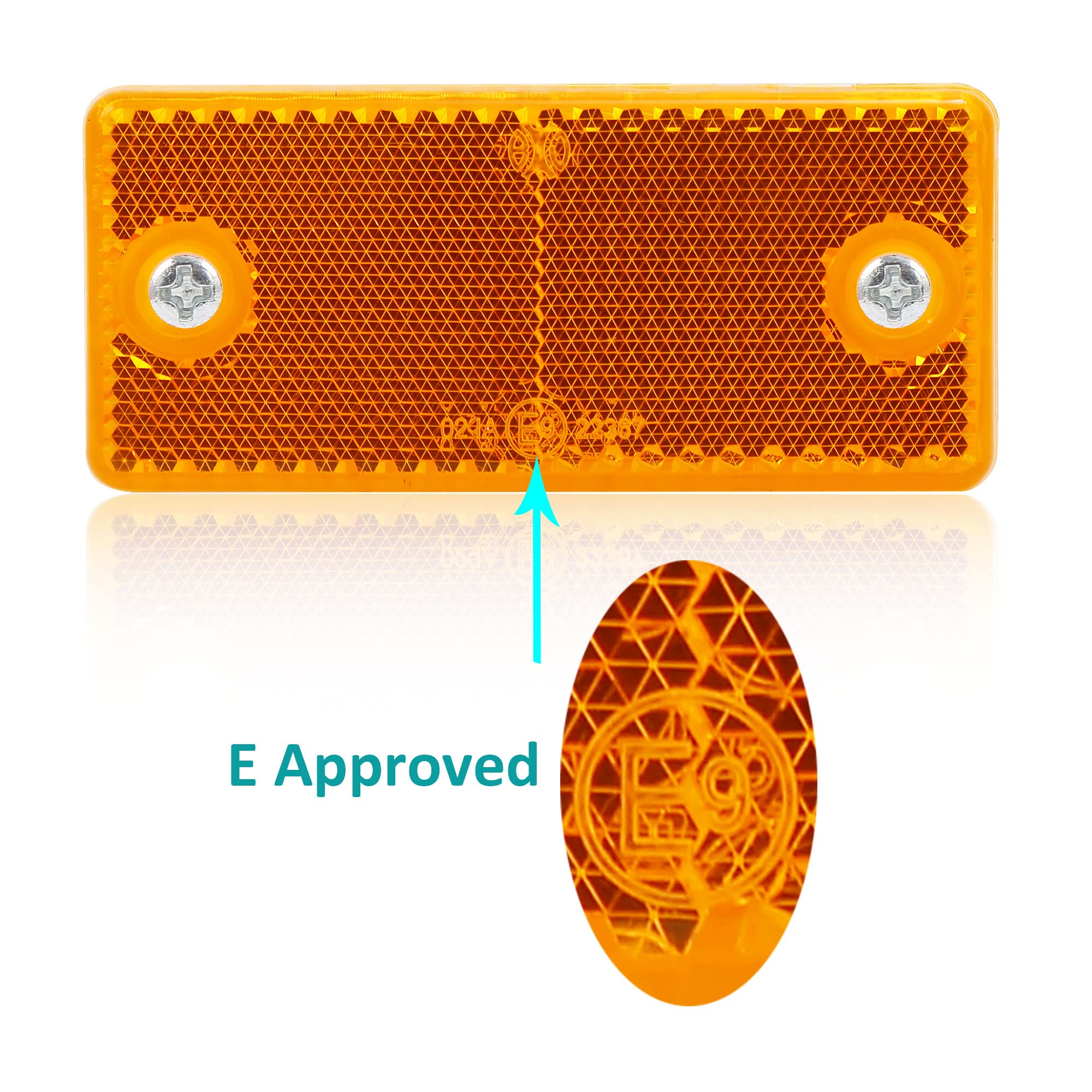 Catarifrangente Rettangolare Avvitare Giallo, Riflettore Rettangolari Fissaggio a Vite per Rimorchio Auto RV Caravan Omologato E9,90x40x8mm (Giallo-Rettangolari-Avvitare-2Pezzi） - 5