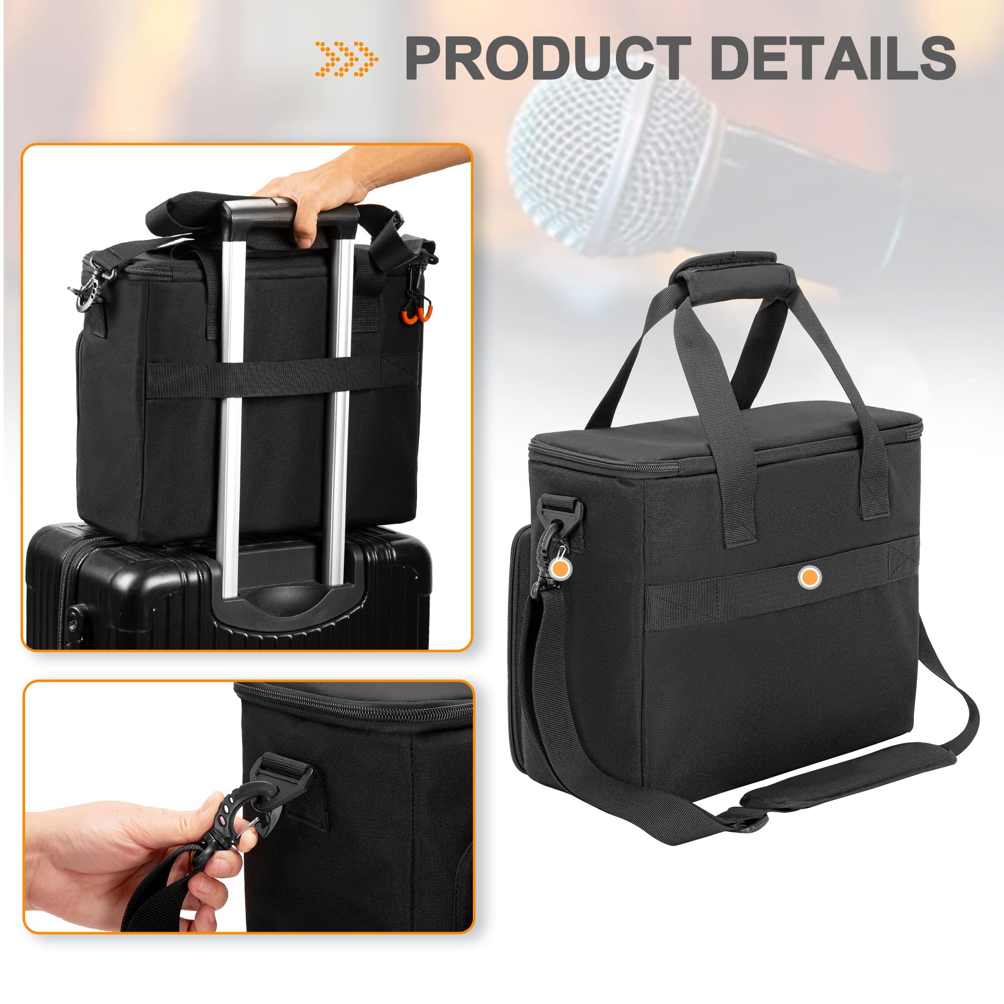 PGmoon Étui de Transport pour Microphone sans Fil à 6 Emplacements, Sac de Rangement pour Microphone avec Rembourrage Épais pour Chant, Karaoké, Fête (Conception Brevetée)