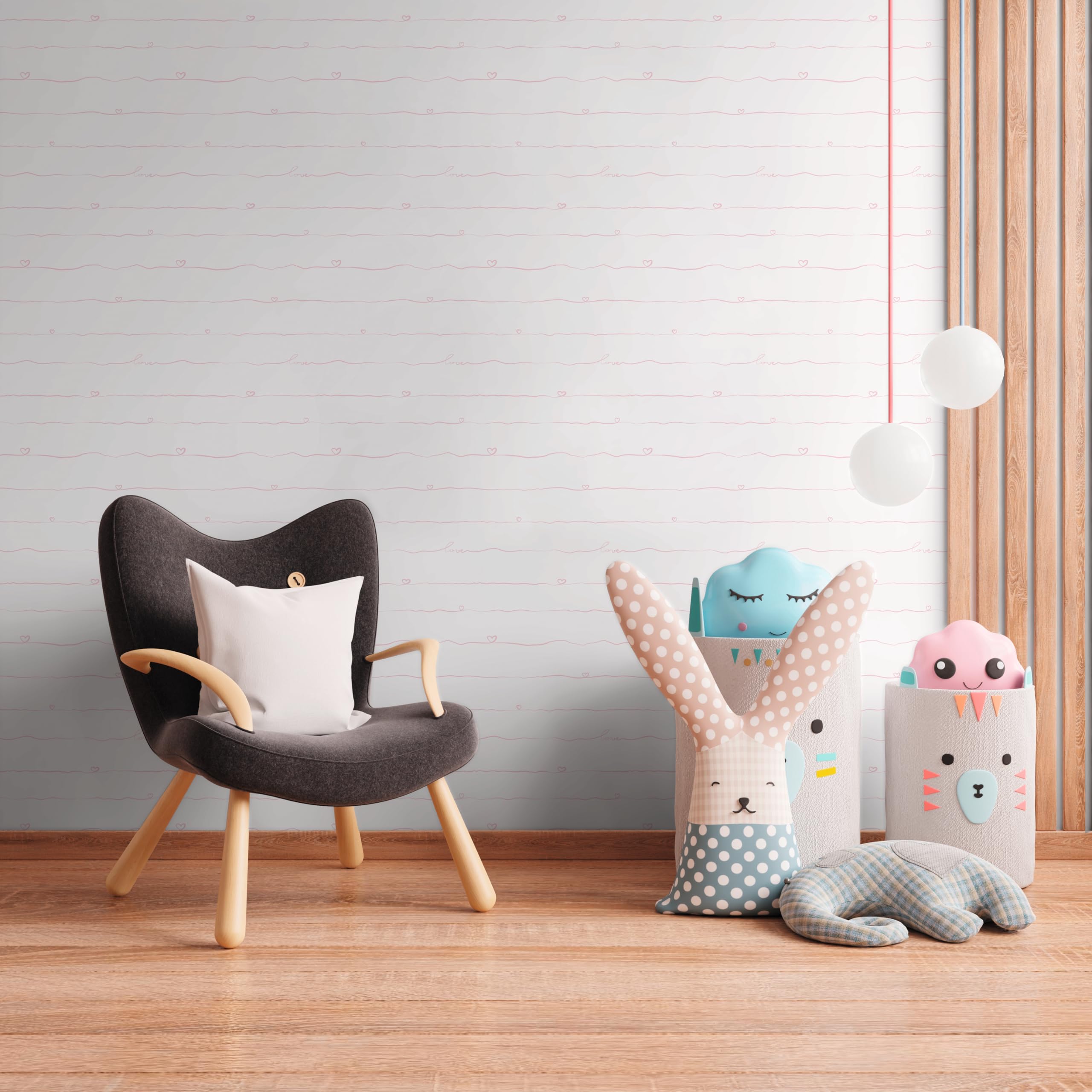 A.S. Création Childrens Wallpaper Little Love Non-Woven Wallpaper 10.05 m x 0.53 m Pink White Made in Germany 381402 38140-2 - Image 2