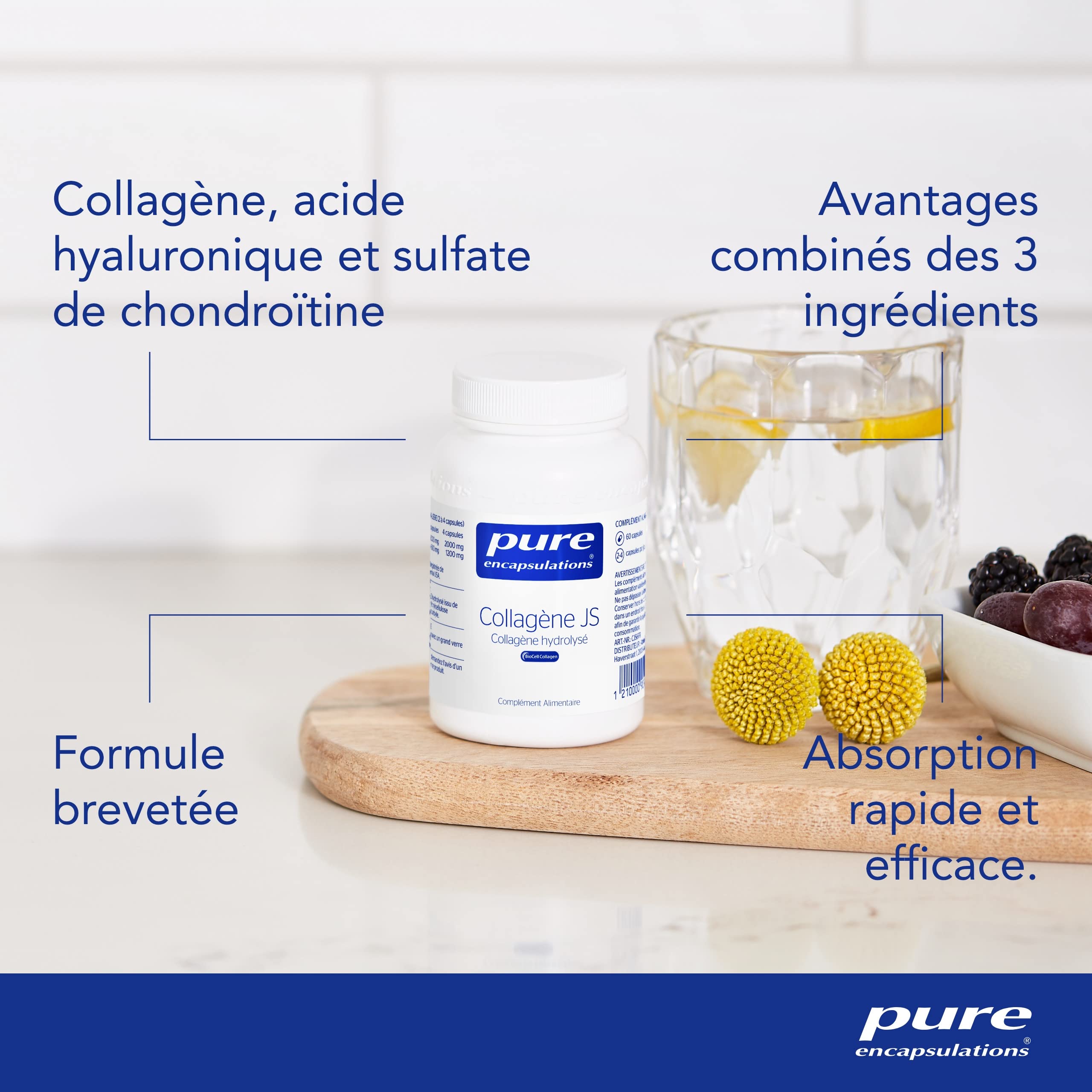 Pure Encapsulations - Collagen JS - Pour l'Absorption Efficace du Collagene - 60 Gélules