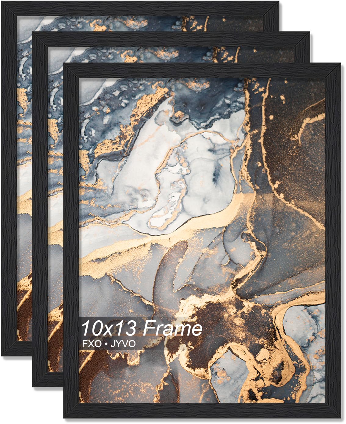 Fxojyvo Engineered Wood 10x13 Picture Frame Set of 3, Black Frame for 10 x 13 Inch Picture Poster Photo, Light Weight 10 by 13 Frame with Wood-grain for Wall - 3 Pack/Black/10 x13 โ image 1