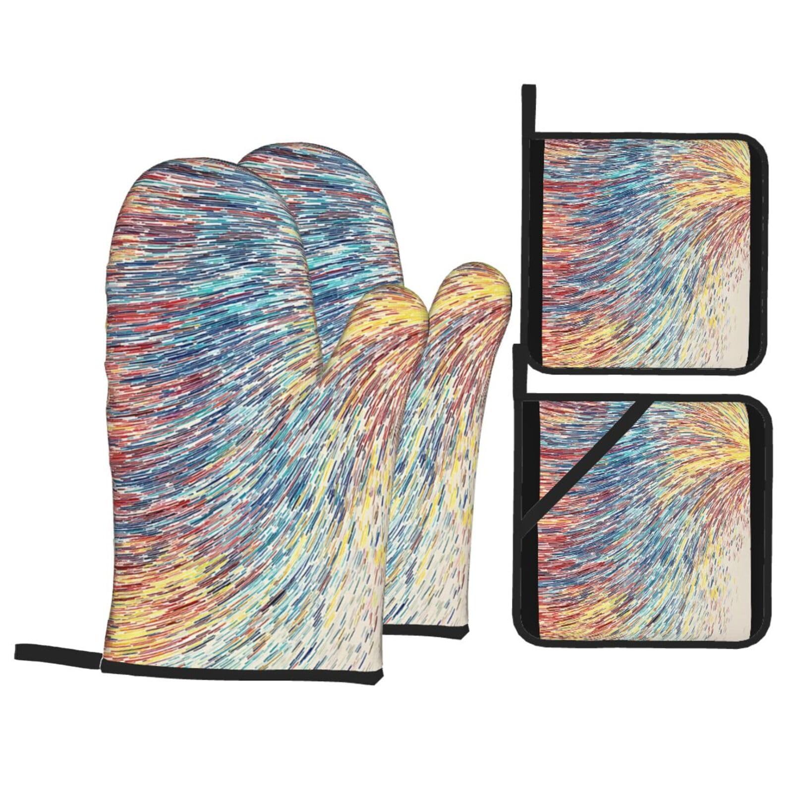 guanti barbecue Linee Colorate guanti forno,resistenti al calore, antiscivolo, spessa e sicura Cucina al barbecue