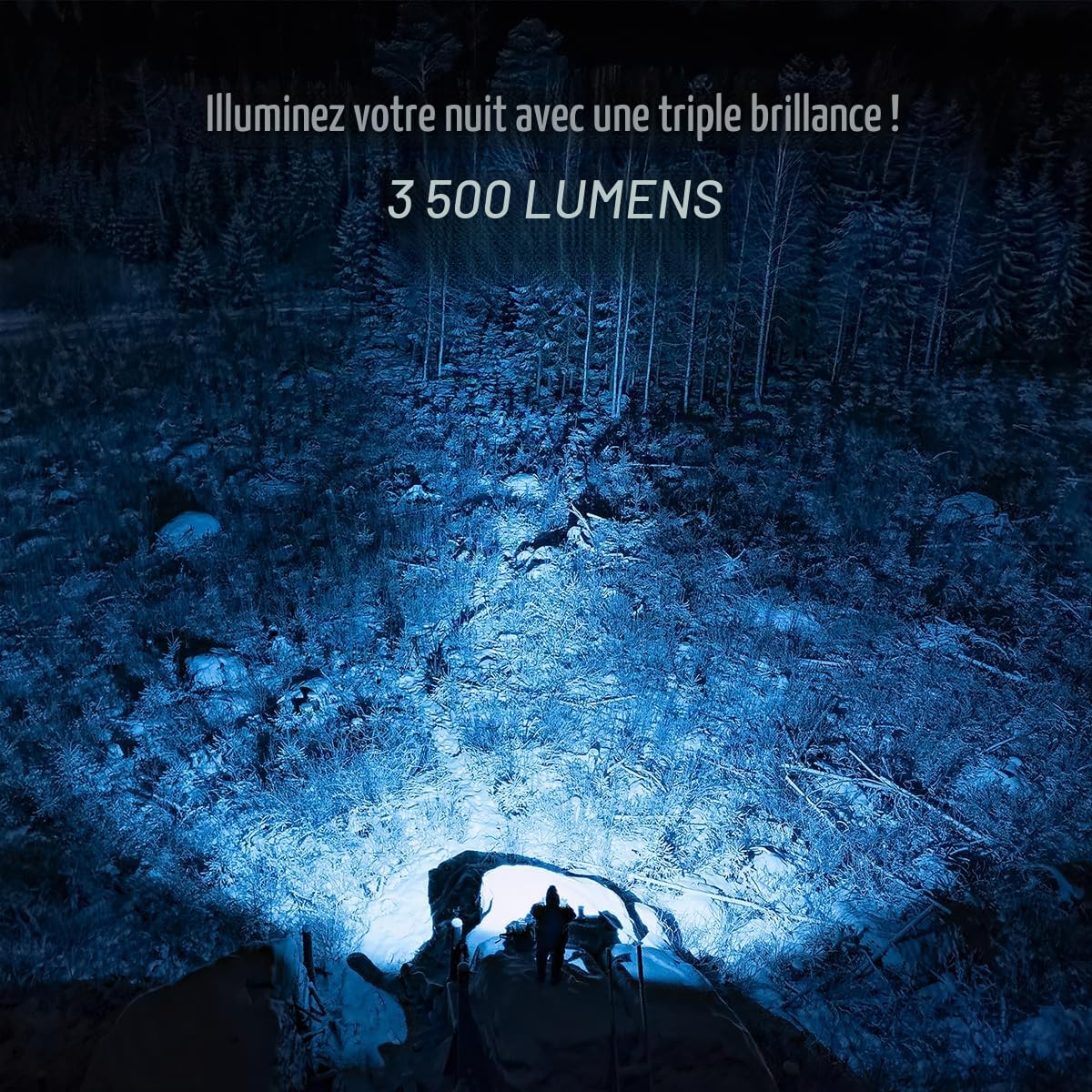 IMALENT HT70 Lampe Frontale 3500 Lumens, Rechargeable USB-C 5000mAh, 3 Sources Lumière Rouge/Blanc Chaud, Pivot 180°, IP66 Étanche pour Chantier Camping