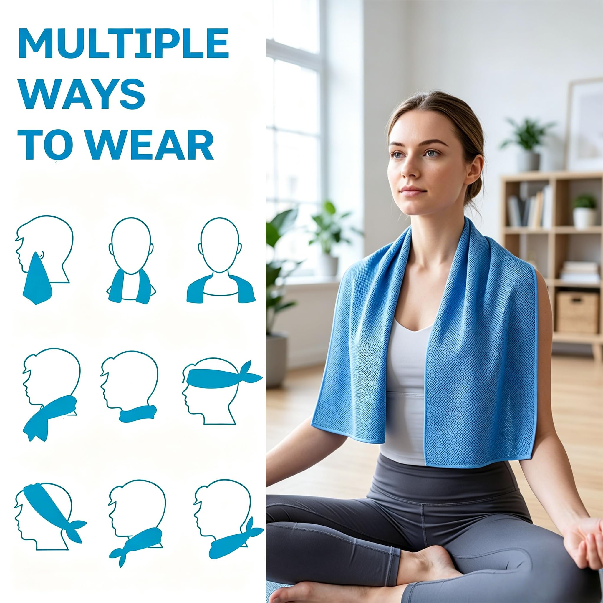 Asciugamani rinfrescanti, confezione da 5 asciugamani in microfibra ad asciugatura rapida, traspiranti per allenamento in palestra, corsa, yoga, campeggio, 30 x 90 cm