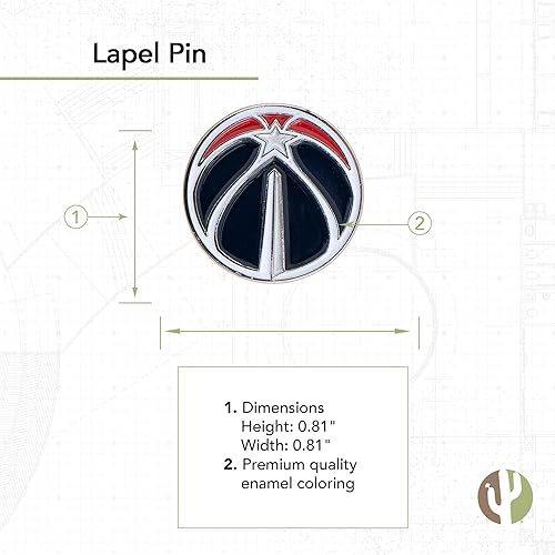 Miniatura 2 de Desert Cactus Washington Wizards - Pin de solapa esmaltado de metal con logotipo del equipo de la NBA (pin de solapa), Latón, No es una piedra