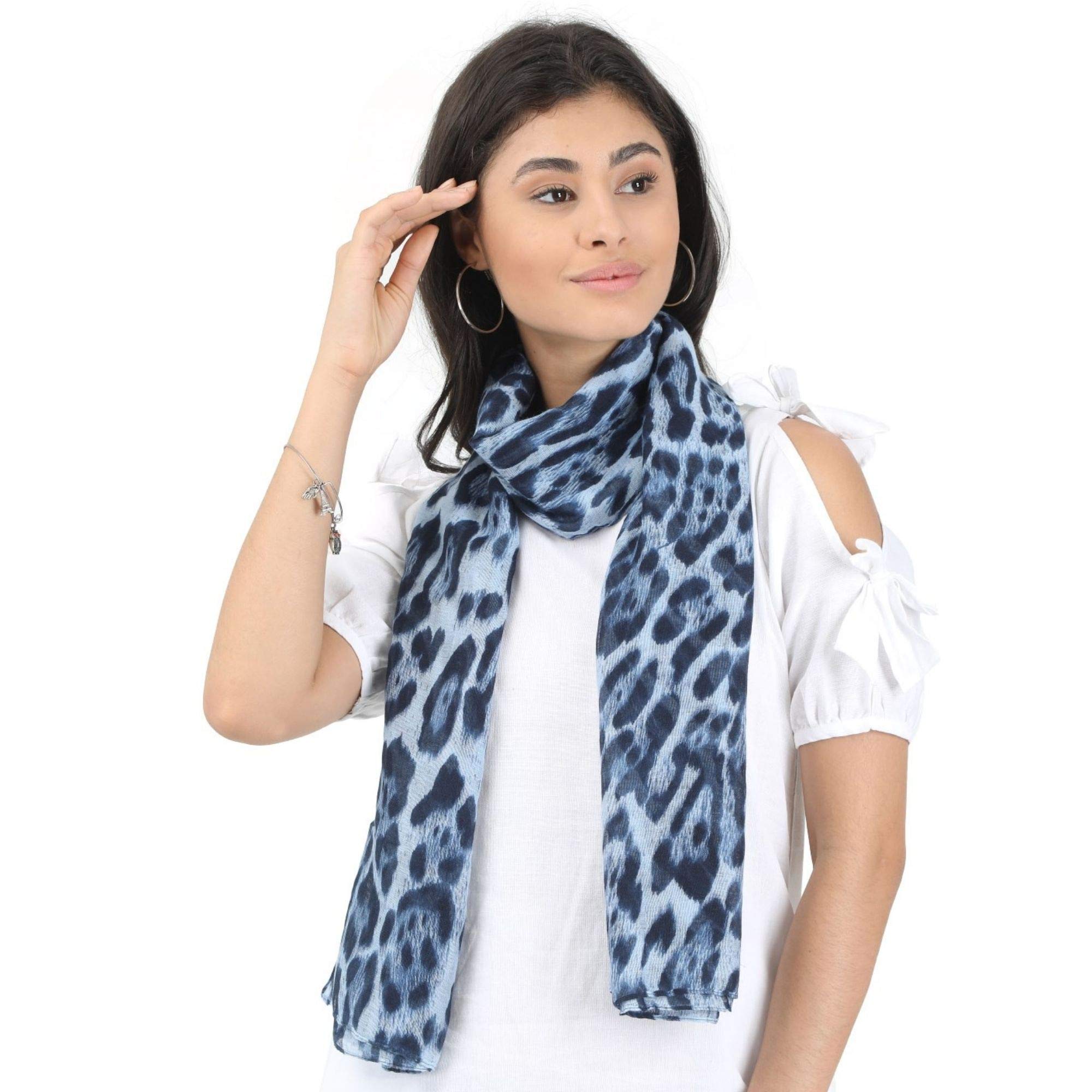 Leopard Printed Scarf, Scarves, Stole & Shawl for Women for all seasons with shimmer, Size 80 * 180 cms-image-25