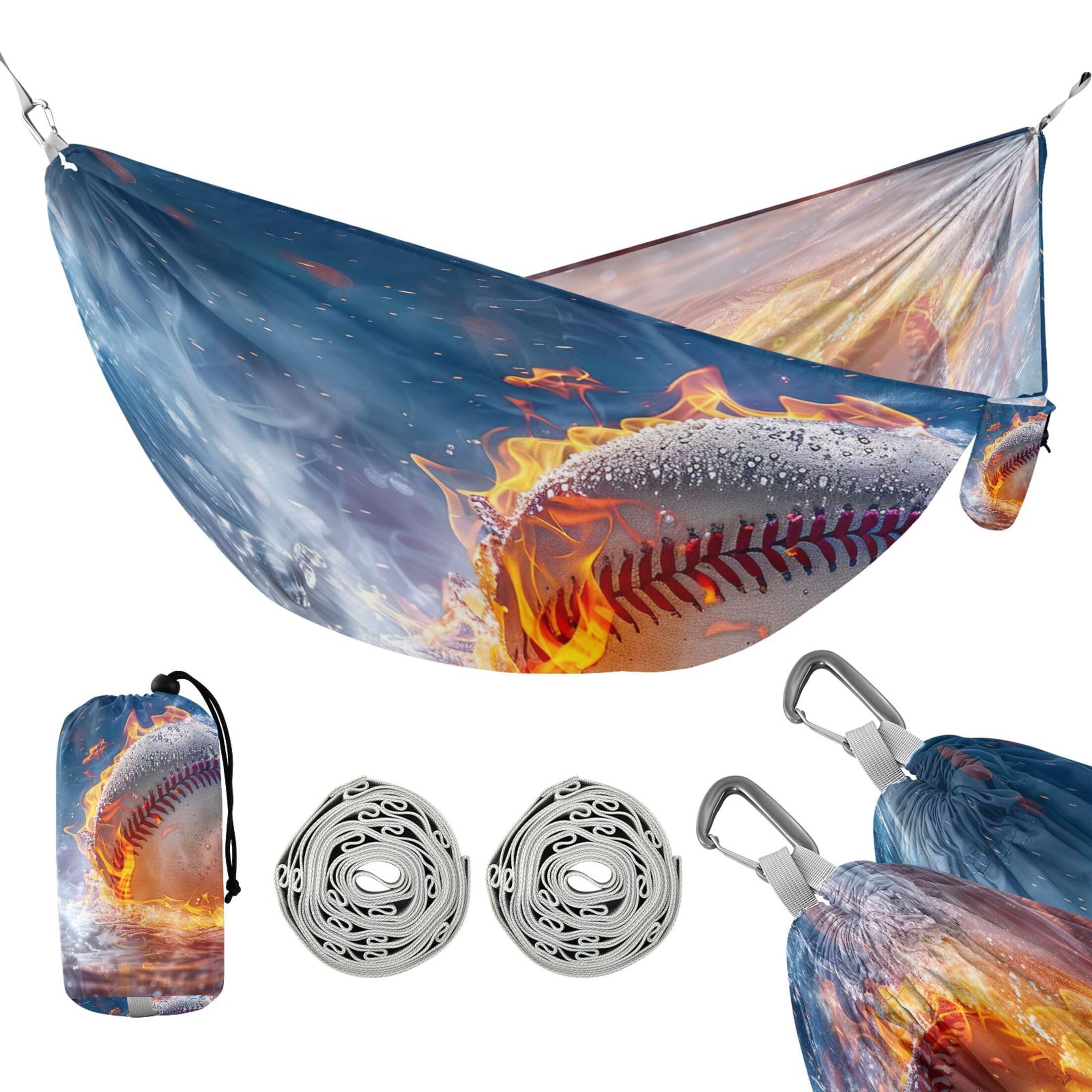 Takiito Firing Baseball Hammock 330 lb Capacity Travel Camping Hammock with Tree Straps, Portable Lightweight for Outdoor Beach Backpacking Backyard Patio