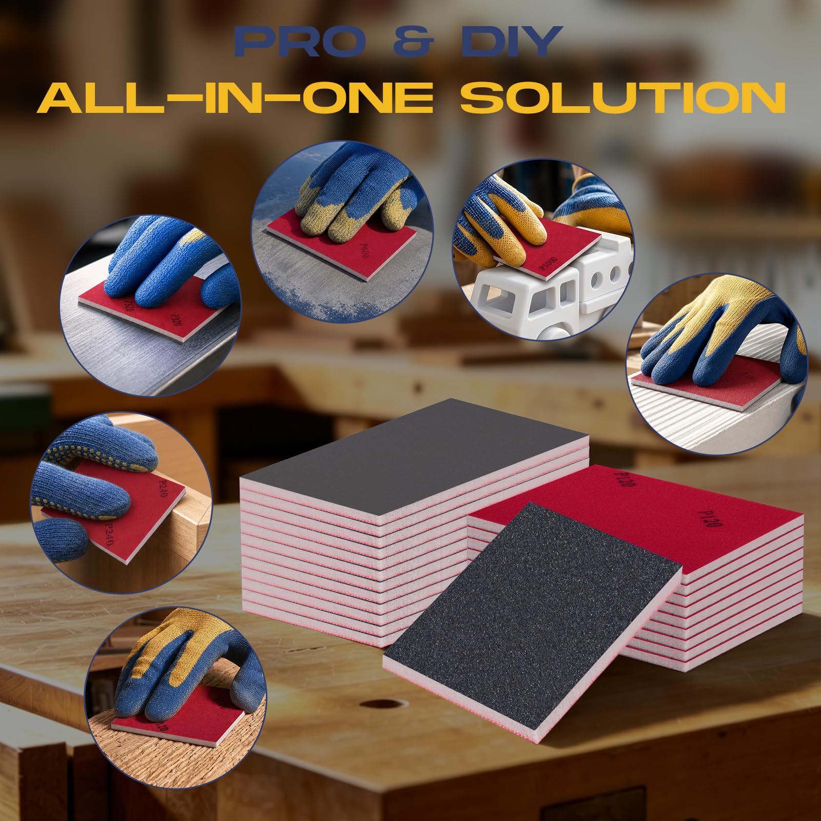 Sanding Sponge Block Pads - 24 Grit Assortment -7