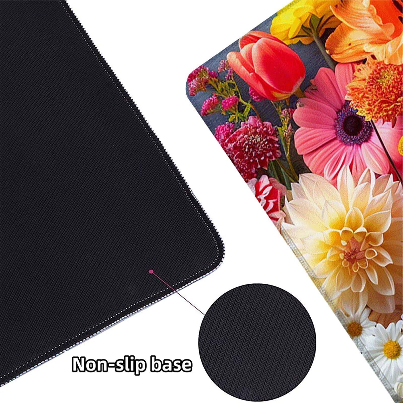 Flor Alfombrilla Ratón Gaming XXL 1500x800mm, Alfombrilla Gaming Rosa Mousepad con Base de Goma Antideslizante, Impermeable Desk Mat para Teclado y Raton, Accesorios Gaming, Regalos de Hombre 1-0