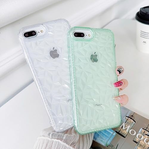 Miniatura 3 de SKYLMW Funda para iPhone 6 Plus, iPhone 7 Plus, iPhone 8 Plus, 5.5 pulgadas, TPU suave, delgada, 3D, transparente, patrón de diamante, funda para