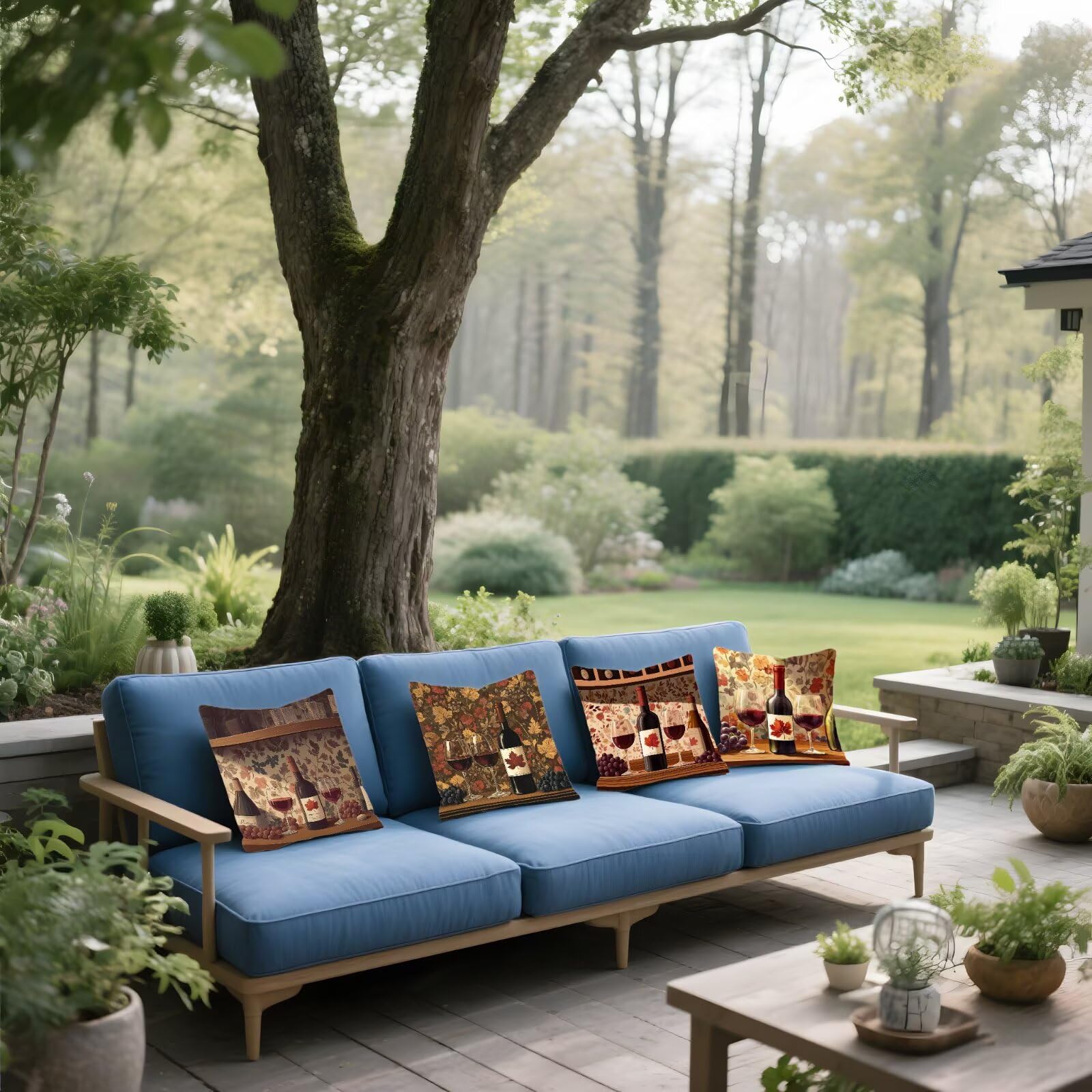 Cojines Sofa Fundas Cojines 60x60cm SúPer Suave Cojin Retro Vino Juego de 4, Fundas Almohada Impermeable Exterior, Interior Y Exterior Cojin Decorativos, JardíN Sillaterraza Regalos NavideñOs P-155