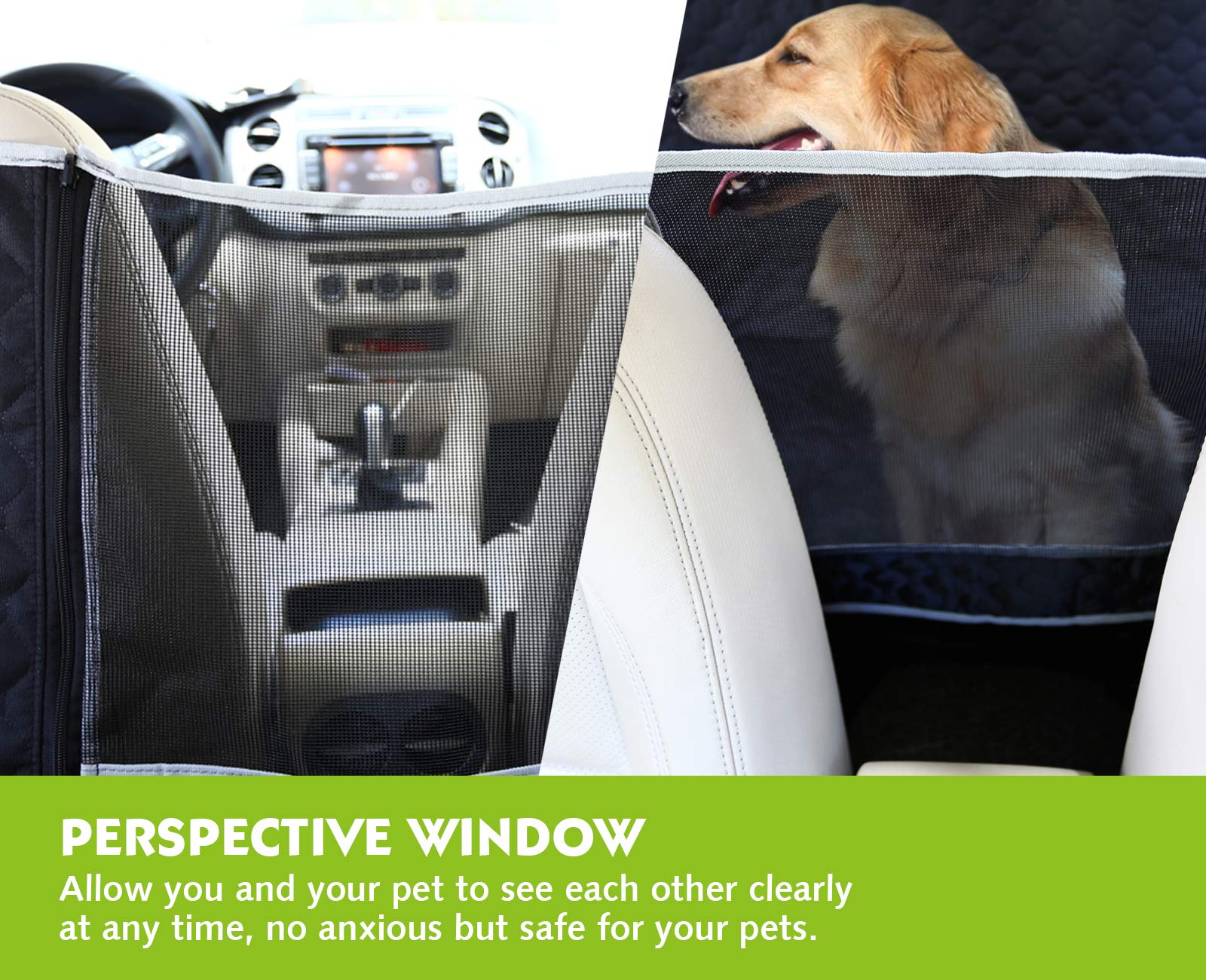 Pecute Coprisedile per Cani Posteriore Universale per Sedile dell'Auto per Animali Domestici Impermeabile Spesso Resistente con Rete di Prospettiva e Sacchetto