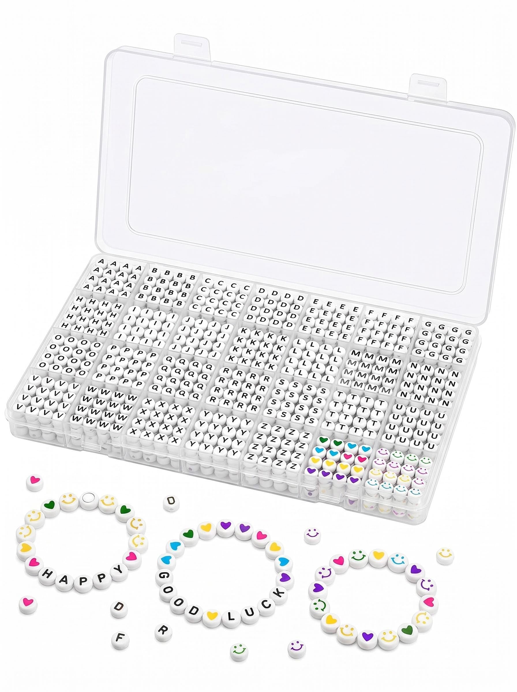 About 1400 Pcs Letter Beads – Acrylic Alphabet Beads, 28 Styles with Storage Case for Bracelet Making, DIY Jewellery, Earrings, Necklaces, Personalised Gifts