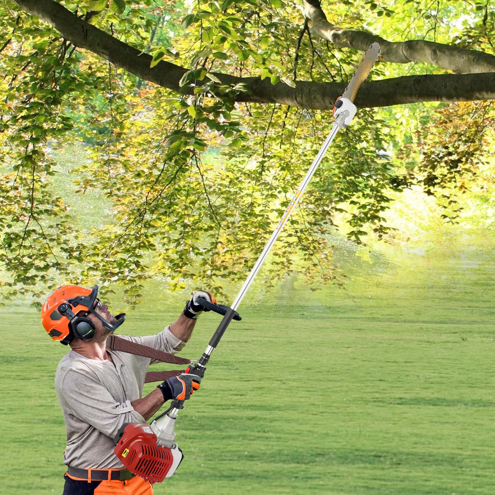 Motosierra de gasolina, motosierra de gasolina, motor de 1,25 kW, mango largo, apto para cortar madera y para el cuidado de árboles en parques y zonas forestales