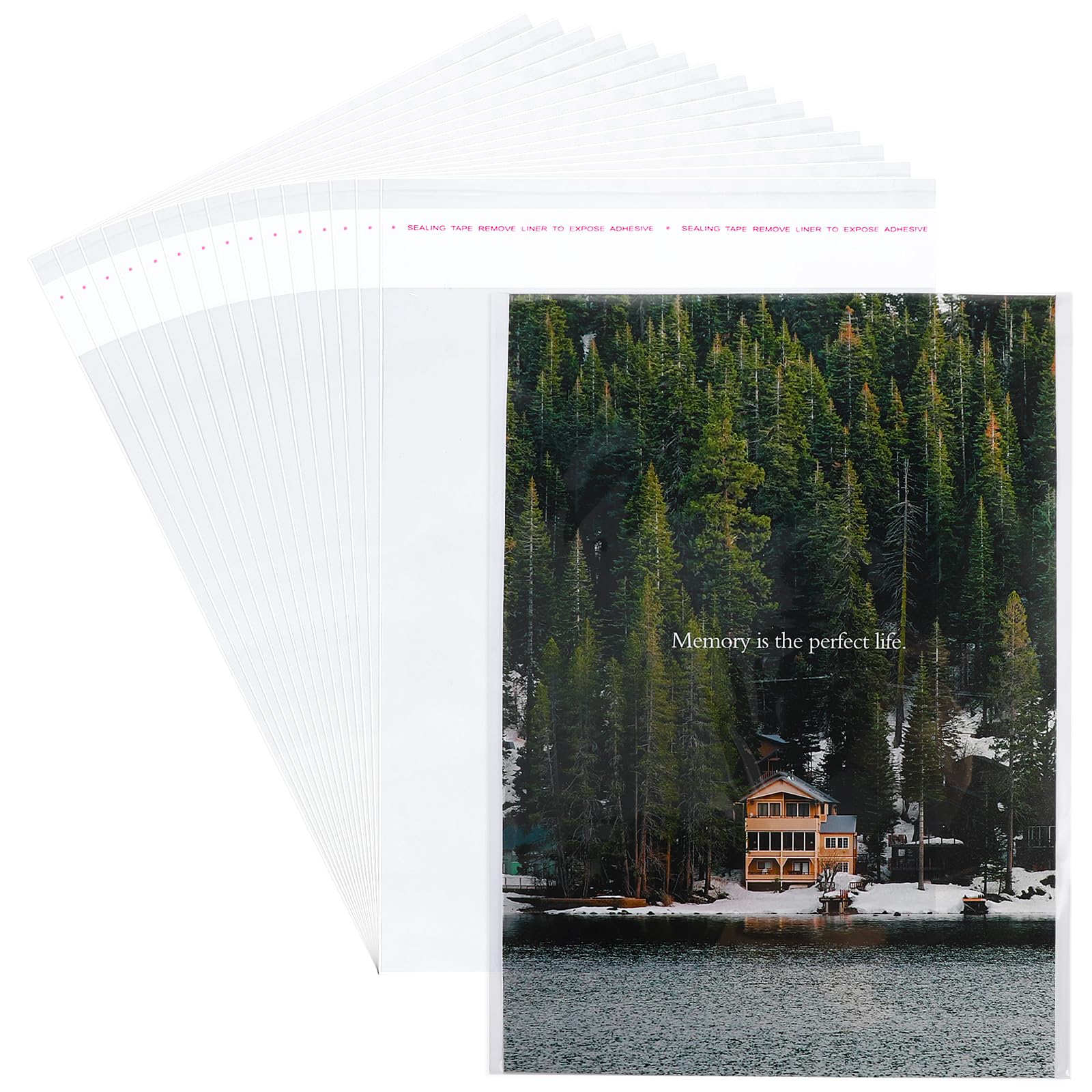 Miraclekoo 100Pcs 8-3/4 x 11-1/16 Inch Self Sealing Cello Cellophane Bags Thick Clear Plastic Sleeves - Fit 8.5x11 Inch Paper Photo Mats Envelopes