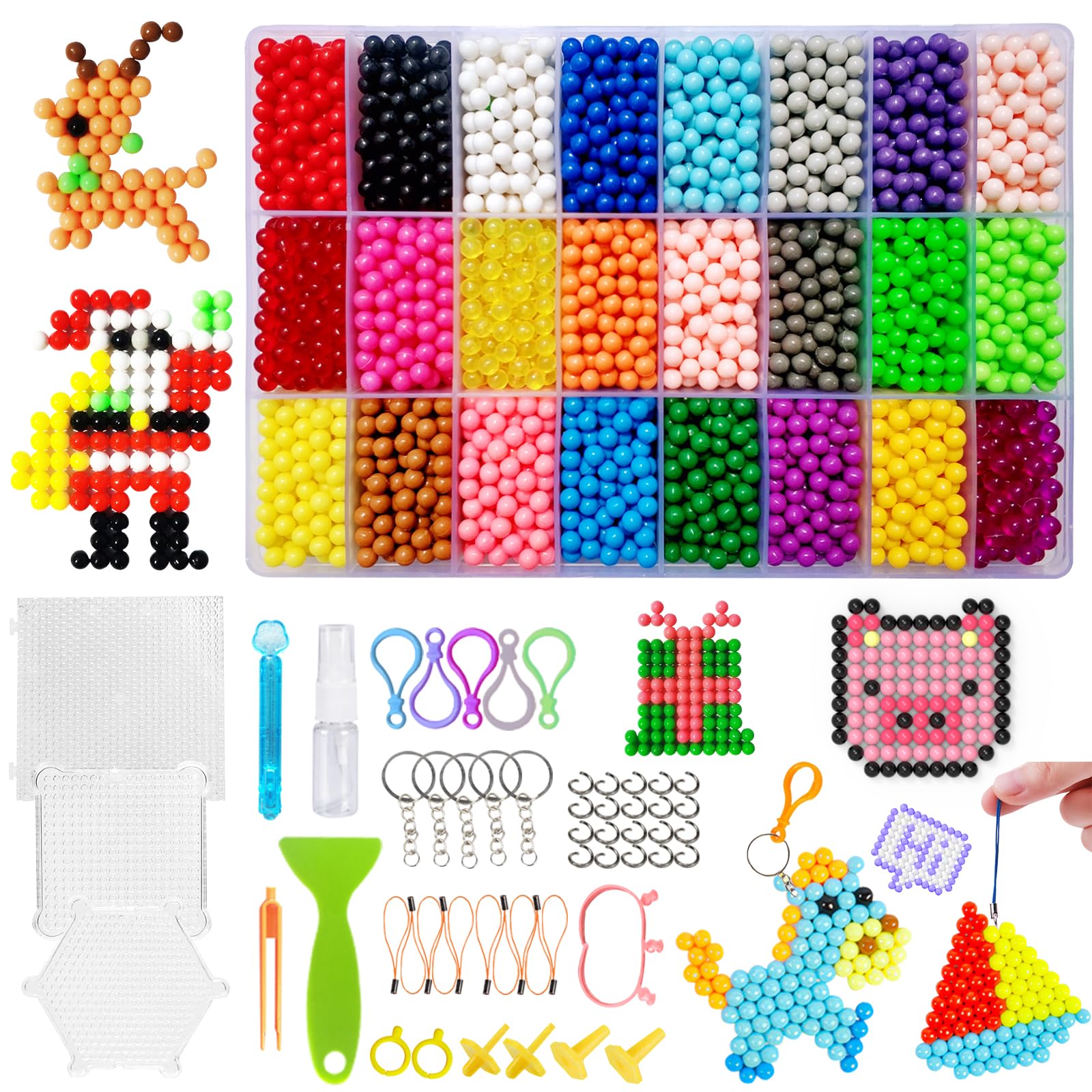 KACAGA Non-Iron Fuse Beads Over 6000 Arts Crafts Bead and Accessories Set Refill No Heat Creative DIY Starter Kit Toys for Kids