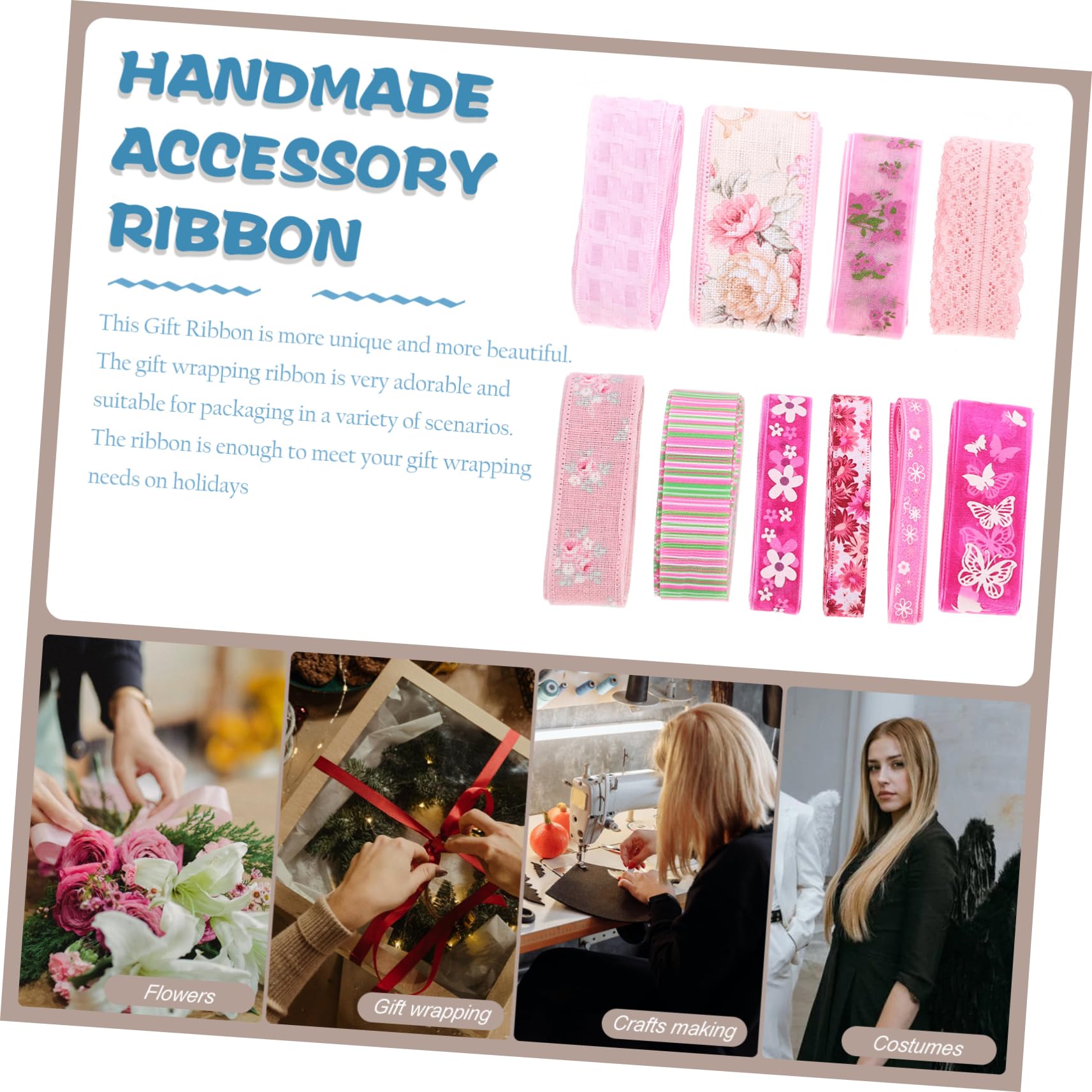 DOITOOL 5 Sätze Blumenmuster Geschenkbänder Mehrzweck Zuschneidbares Bastelband Für Projekte Und Festliche Dekorationen Für Geschenkverpackungen Und Diy Bastelarbeiten 10 Stück * 5