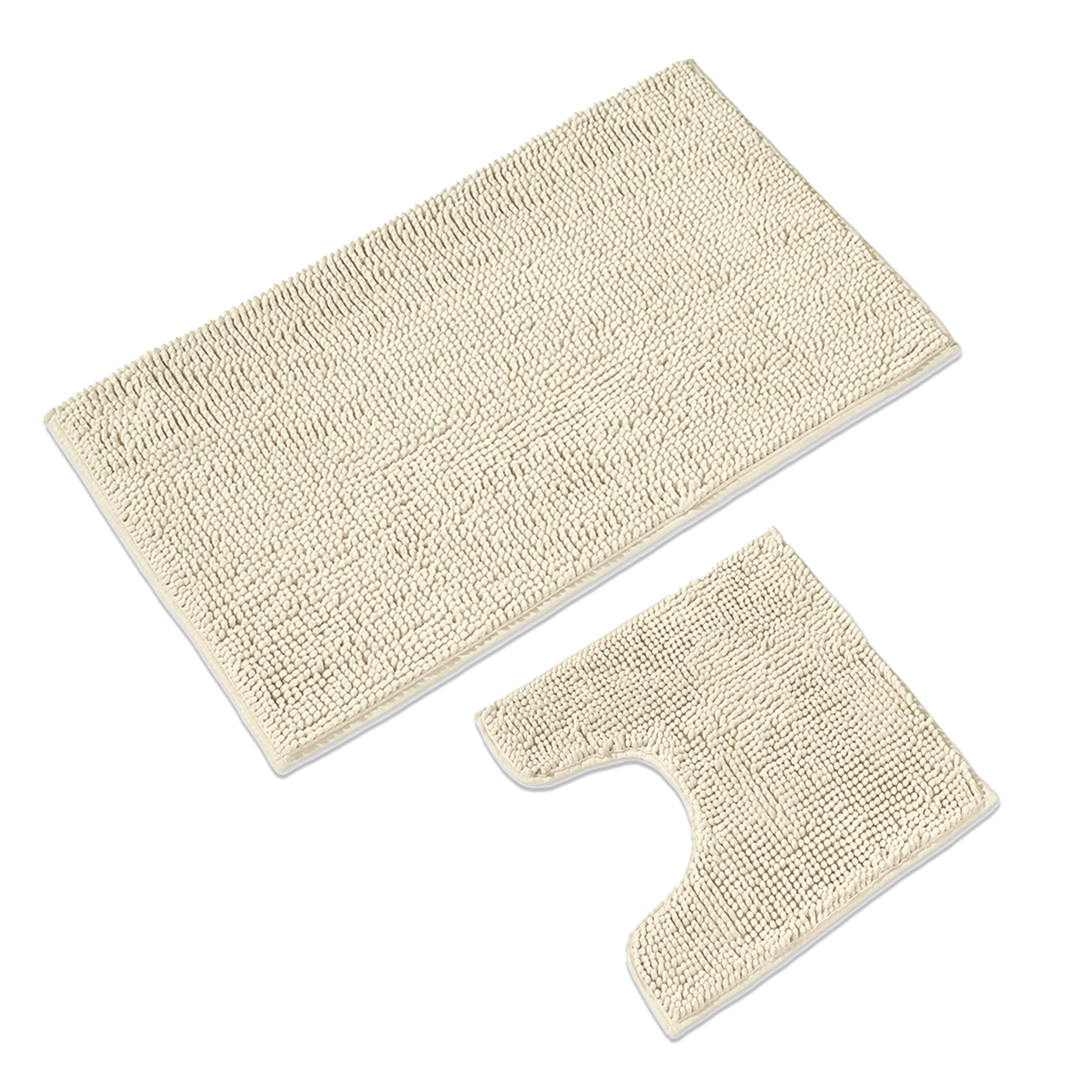WohnDirect Badmatten Set 3-delig Crème • WC-voorlegger (45x45cm), badmat ( 50x80cm, 70x120cm) • antislip wasbare badkamerteppich ZONDER WC-uitsnijding