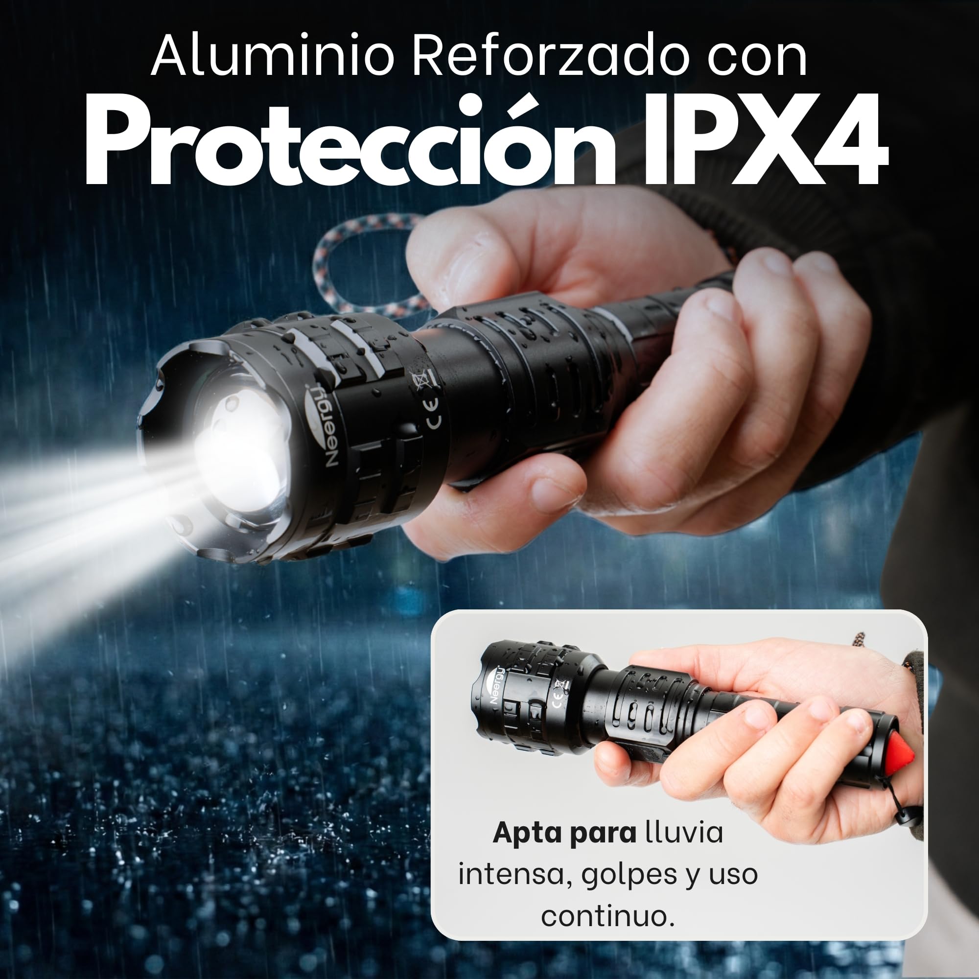 2 Piezas Linternas LED Alta Potencia, Linterna Policial Tactica Militar Recargable y a Pilas, Foco de Gran Alcance para Defensa Personal y Emergencias, Seguridad, Lanterna Recarregavel LED