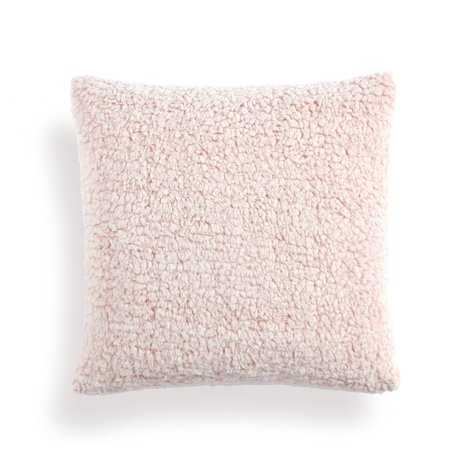 Lush Decor Cozy Soft Sherpa Reversible Decorative Throw Pillow Cover, 20" W x 20" L, Blush - Square Pillow Cover - Throw Pillows For Bed, Couch, Or Chair