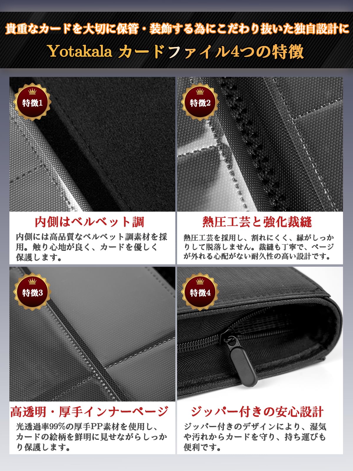 Amazon.co.jp: Yotakala カードファイル 324枚収納 トップローダー対応 