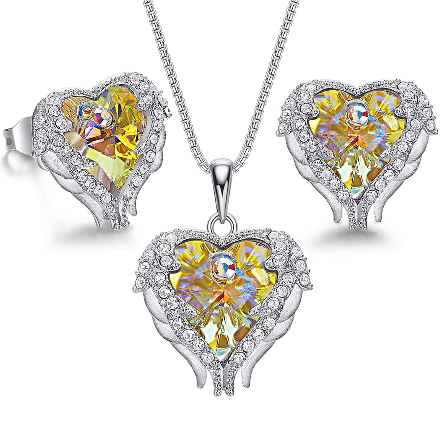 Young & Forever Gift Angel Wing Love Heart Necklaces and Earrings Silver Tone/Gold Tone Jewelry Sets Birthday/Anniversary Valentines Day Jewelry Gifts for Women Mom/Wife/Sister/Best Friend (B08T9RF24T) Amazon Price History, Amazon Price Tracker
