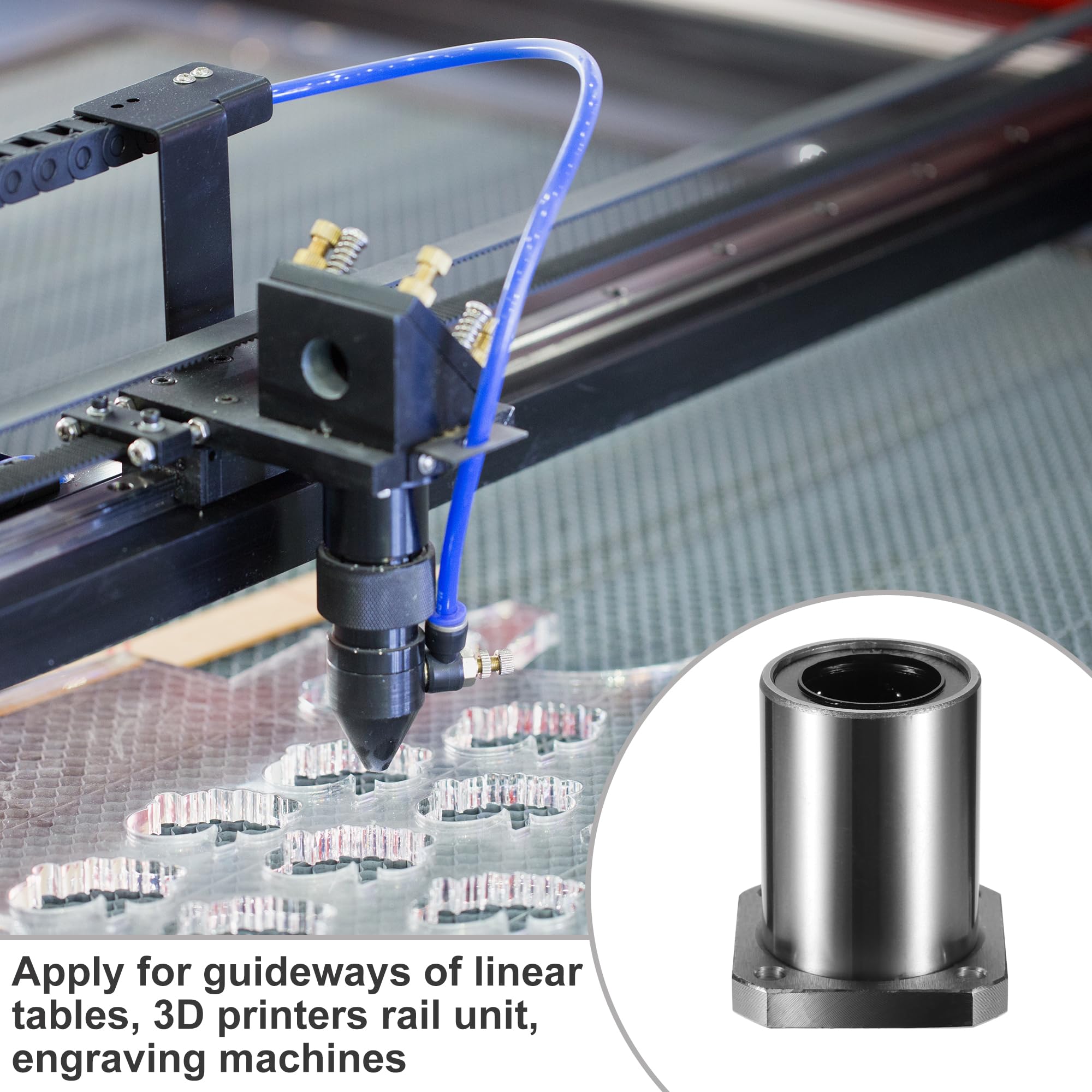 A ABSOPRO LMK25UU Quadrato Flangia Lineare Sfere Cuscinetti Argento Tono - 2pz
