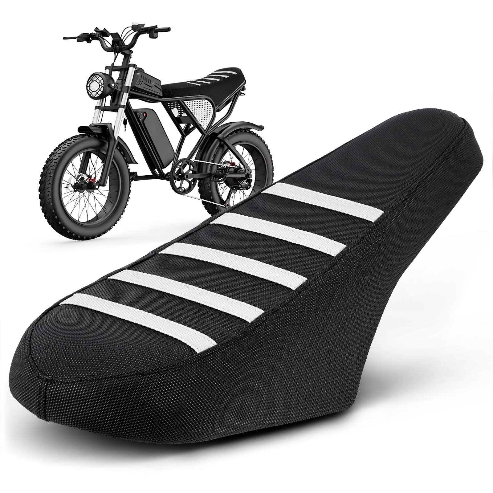 Housse de siège pour vélo électrique Ridstar Q20/Q20 Pro Lite E-Bike - Coussin Doux antidérapant Blanc