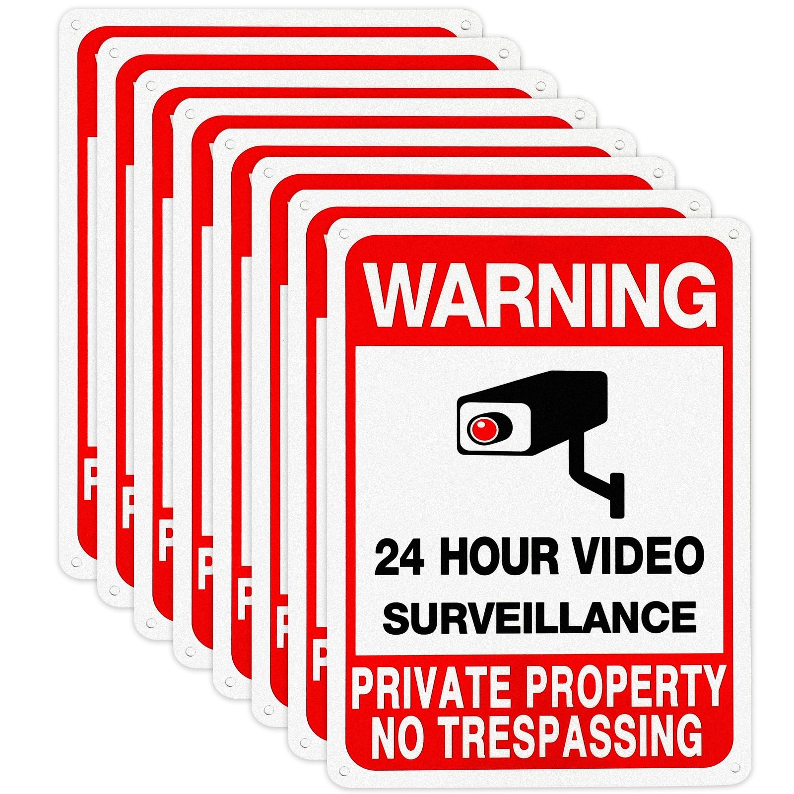 Hinweisschilder für Videoüberwachung, Aufschrift "No Trespassing", Warnschilder, 25,4 x 17,8 cm, reflektierendes Aluminium, UV-beständig, wetterbeständig, langlebige Tinte, einfach zu installieren (8