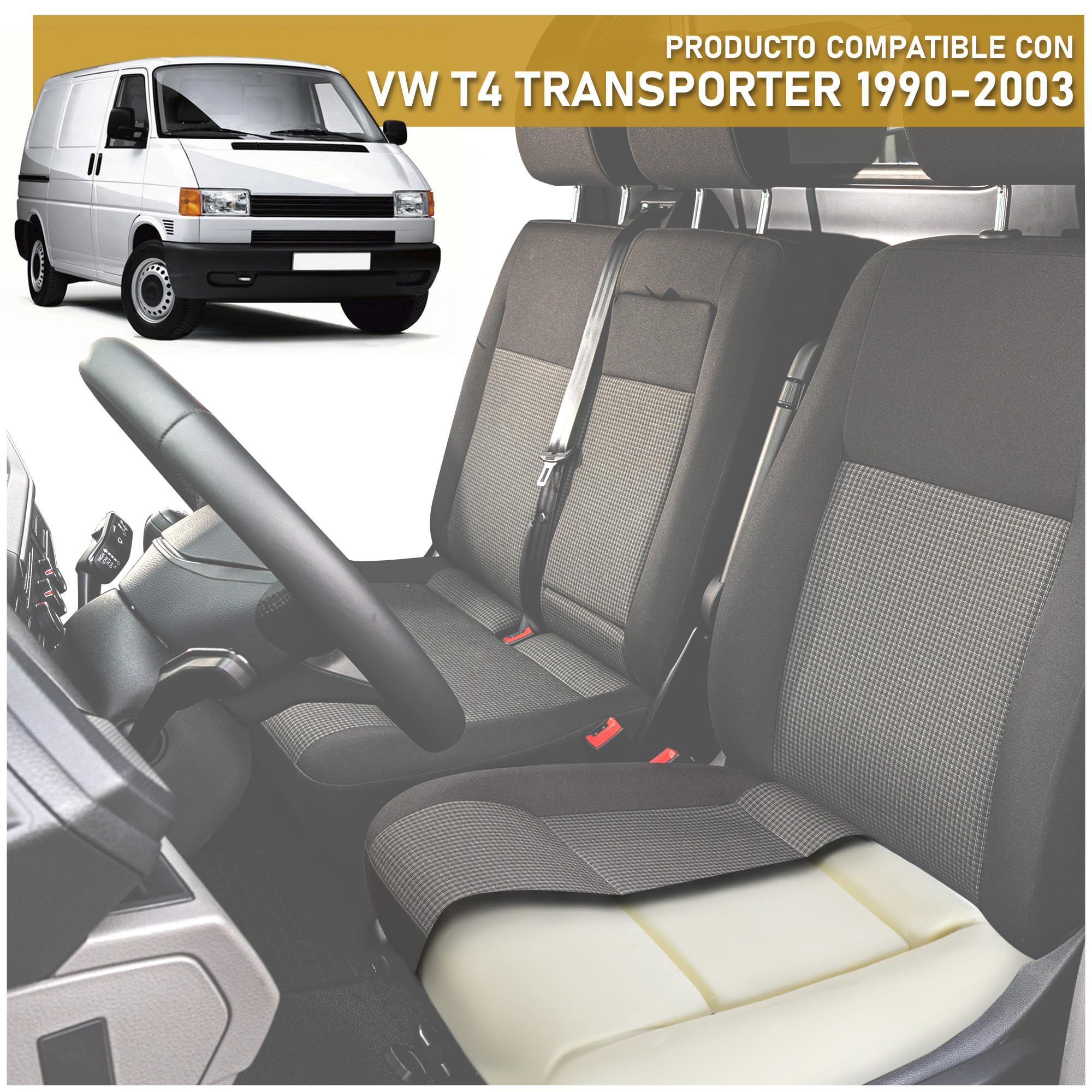 CHROMEMASTER - Compatible con VW T4 Transporter 1990-2003 | Espuma del Asiento, Inserto de Espuma para los Asientos Delanteros; Cambia el Inserto del Asiento y Disfruta de un Nuevo Asiento Cómodo