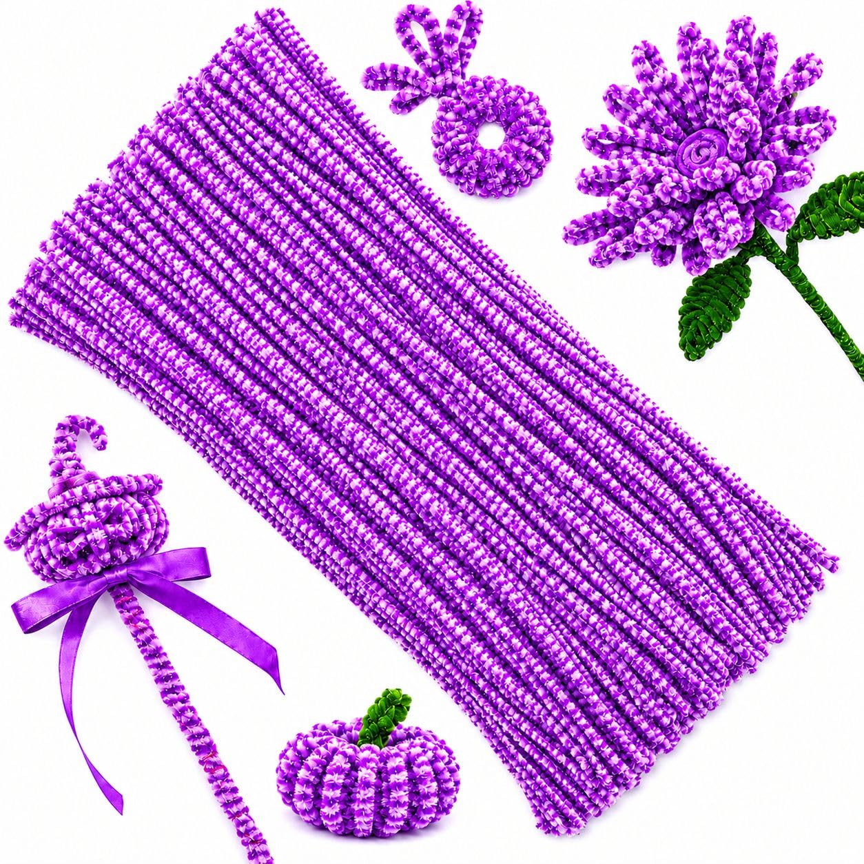 100Pcs Pipe Cleaners Craft Set | Chenille Stem Fuzzy Sticks DIY Craft Supplies for Art Projects Activities, Decorations, Flower Making, Modeling & Sculpting (Lavender Purple)-image-15