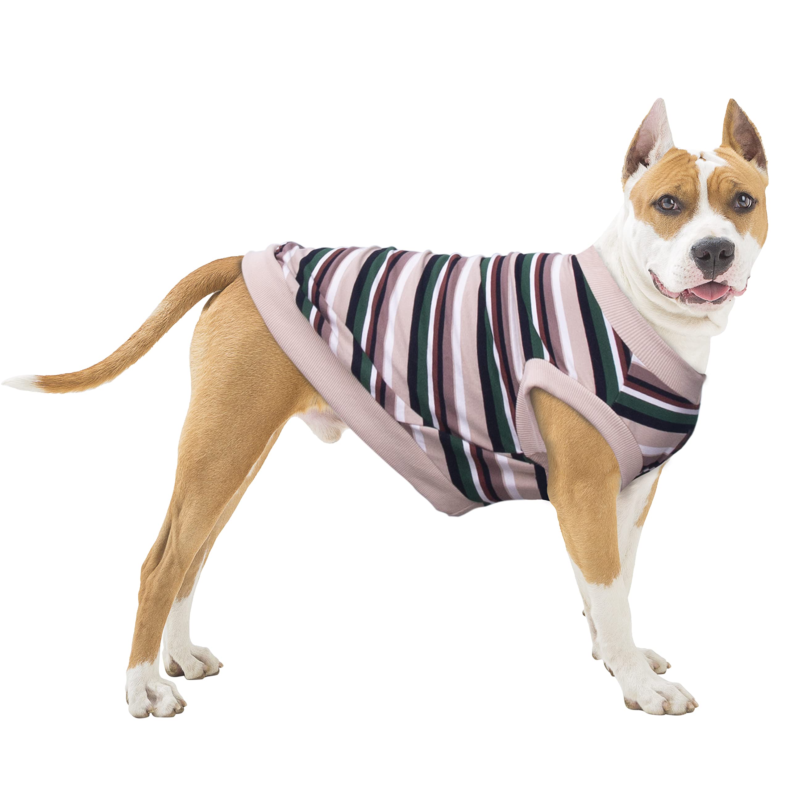 ARUNNERS Large Dog Striped T Shirts Clothes Sleeveless Tank Top Vest for Pitbull Labrador, Yellow, 4X-Large