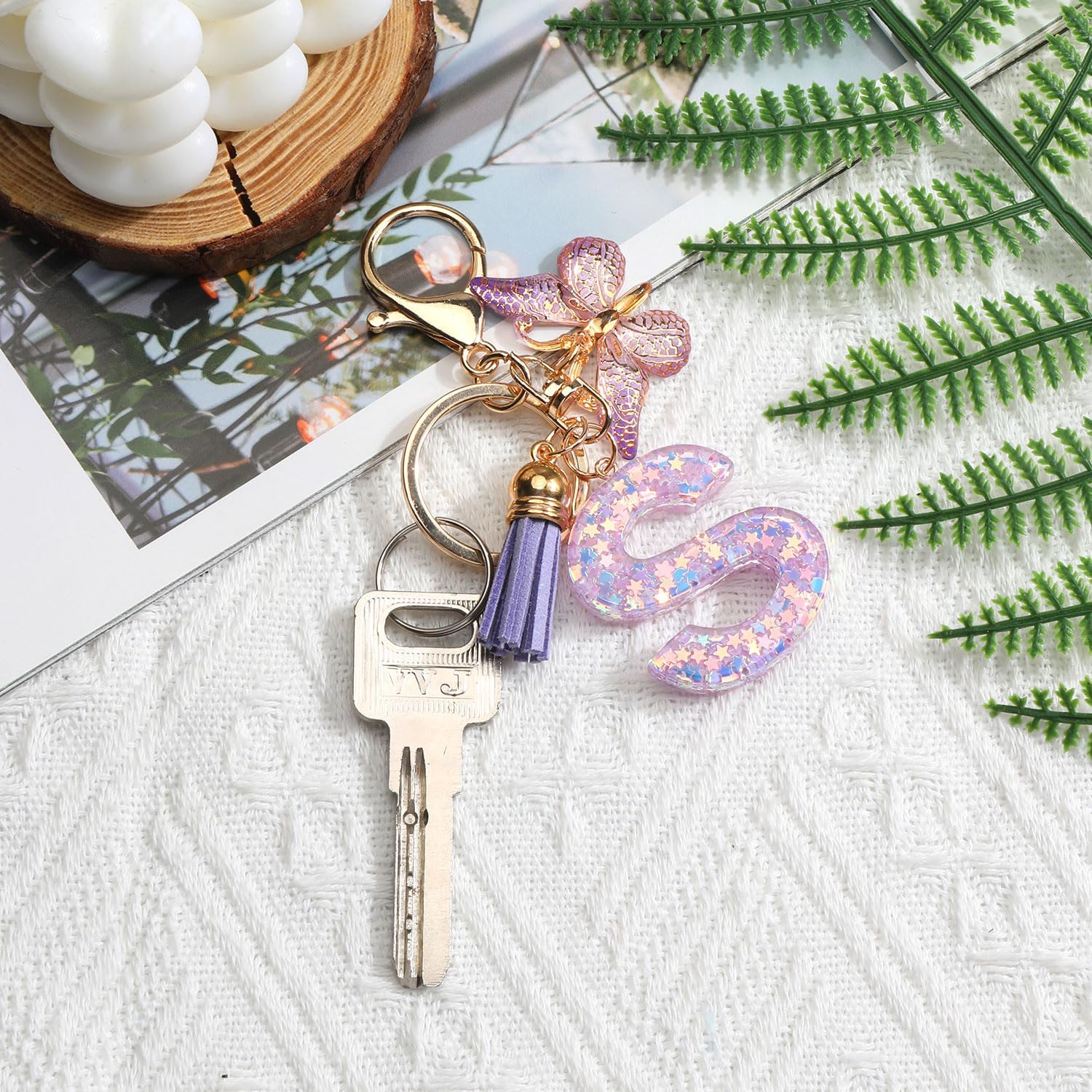 Initial Keychain Letter Keycharm for Women Initial Letter Bag Charm Gifts for Daughter Mom Girlfriend Wife - Image 3