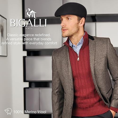 Miniatura 4 de Bigalli Ascot Gorra 100 de lana fina para hombre gorro de periódico aplastable de invierno  Boinas para hombre