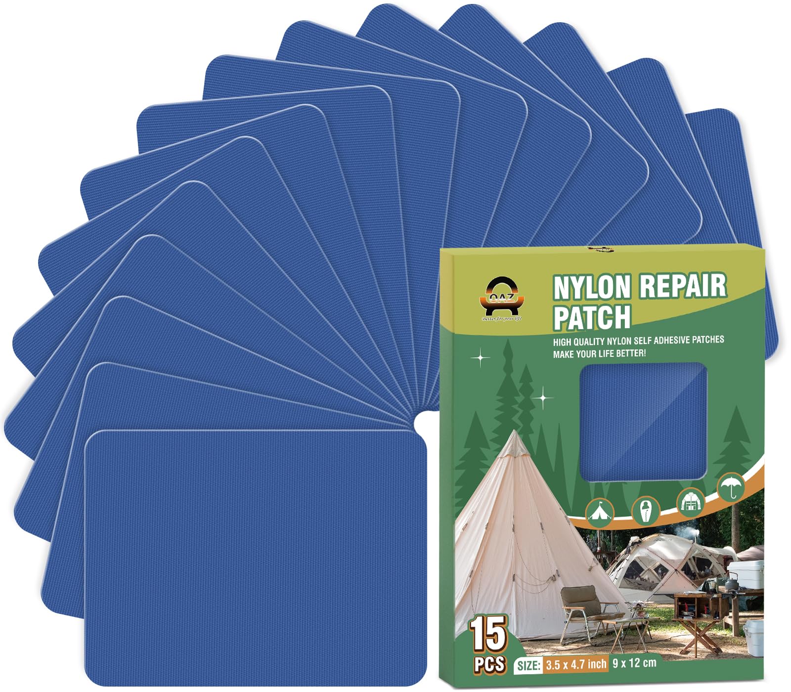 15 Pieces 9 x 12 cm Nylon Repair Patches Nylon Fabric Patch Self-Adhesive Tent Repair Tape Waterproof Lightweight Repair Patches Repair Patch Kit for Clothing Down Jacket Bag (Royal Blue)
