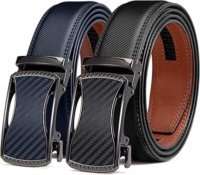SAKIZITO Ratchet Belts for Men 2 Pack - Mens Belt Leather 1 3/8