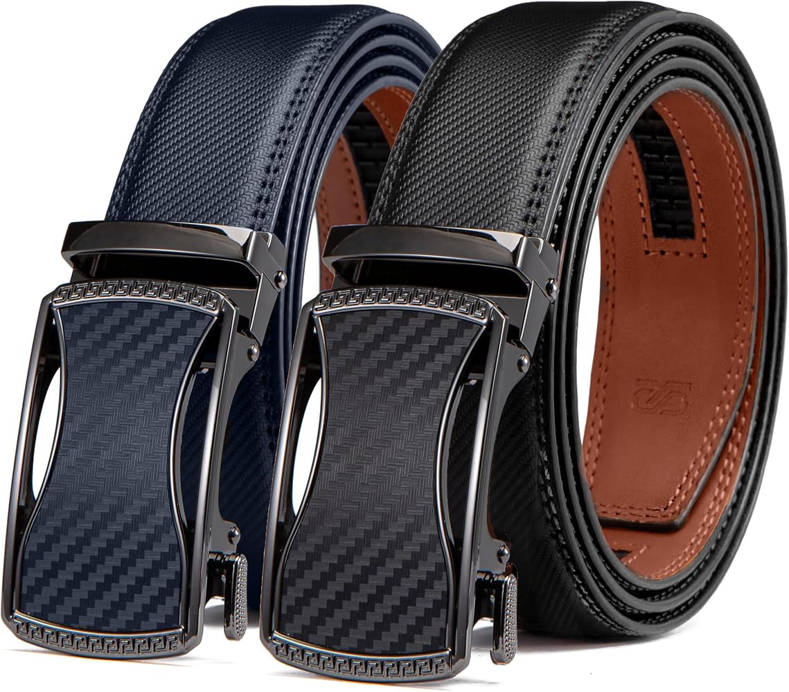 SAKIZITO Ratchet Belts for Men 2 Pack - Mens Belt Leather 1 3/8