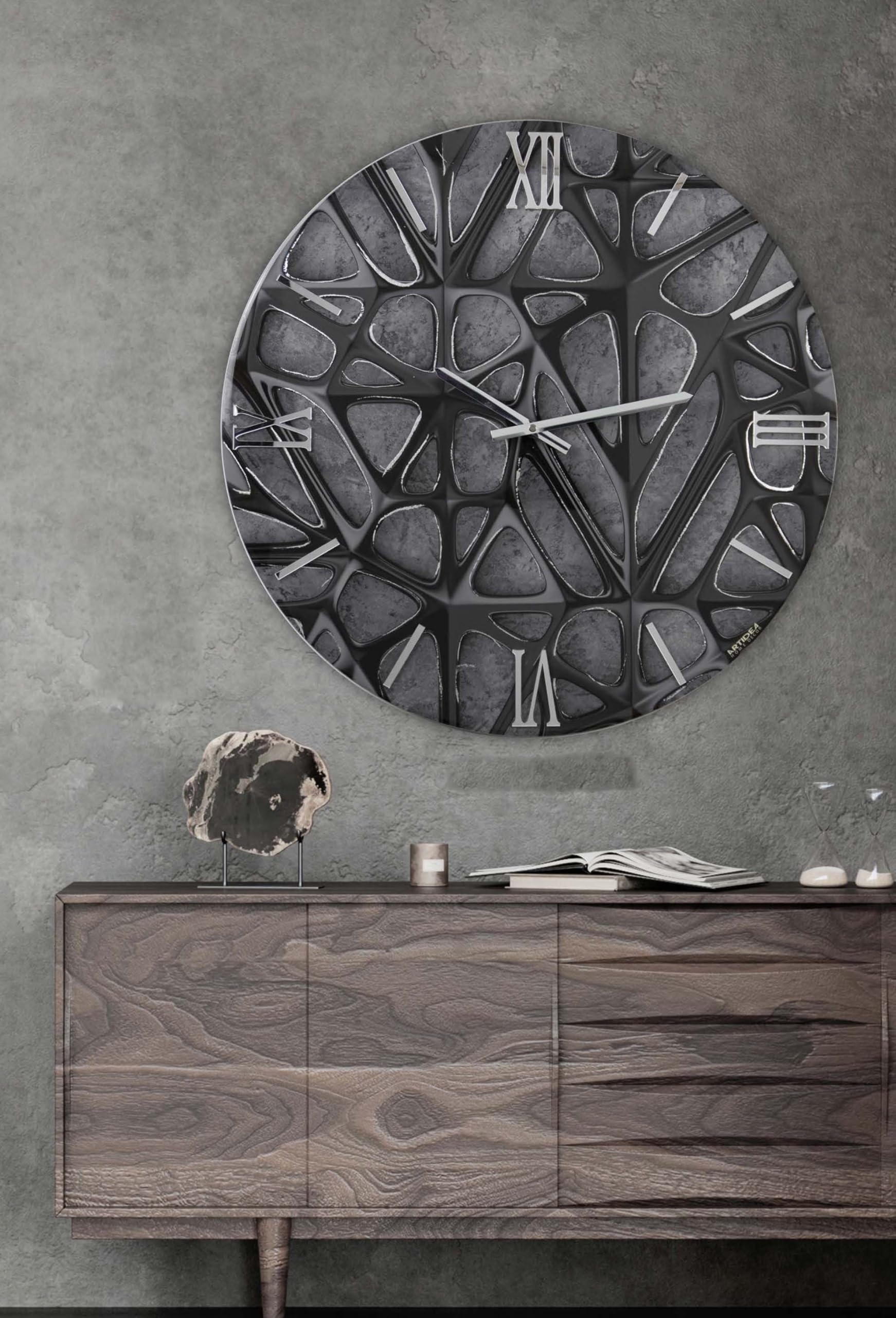 Nowoczesny luksusowy zegar ścienny z żywicy atd 035, kuchnia, jadalnia, salon, żywica i drewno, zegar designerski, cyfry z pleksiglasu (średnica 80 cm)