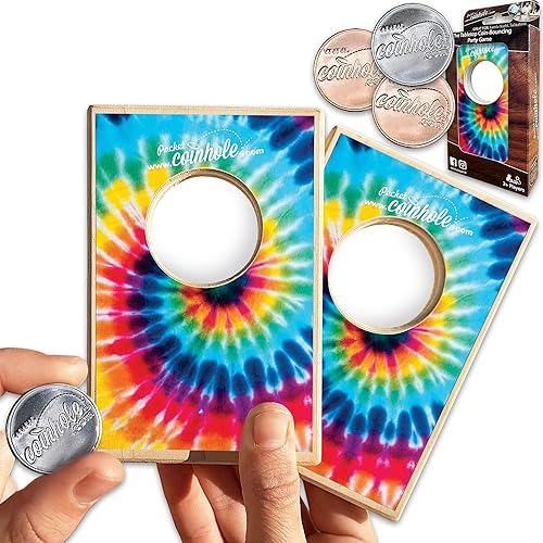 Miniatura 19 de Coinhole Juego de Mesa de Lanzamiento de Monedas para Fiesta | Juego de Cornhole de Mesa | Pequeño Juego de Viaje de Cornhole Incluye Monedas Juego