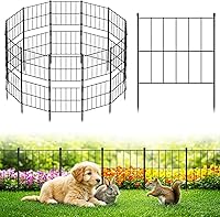 NEYCIL Stackable Metal Garden Fence 32in Tall x 26ft Long, 24 Panels No-Dig Animal Barrier for Yard, Patio, Black