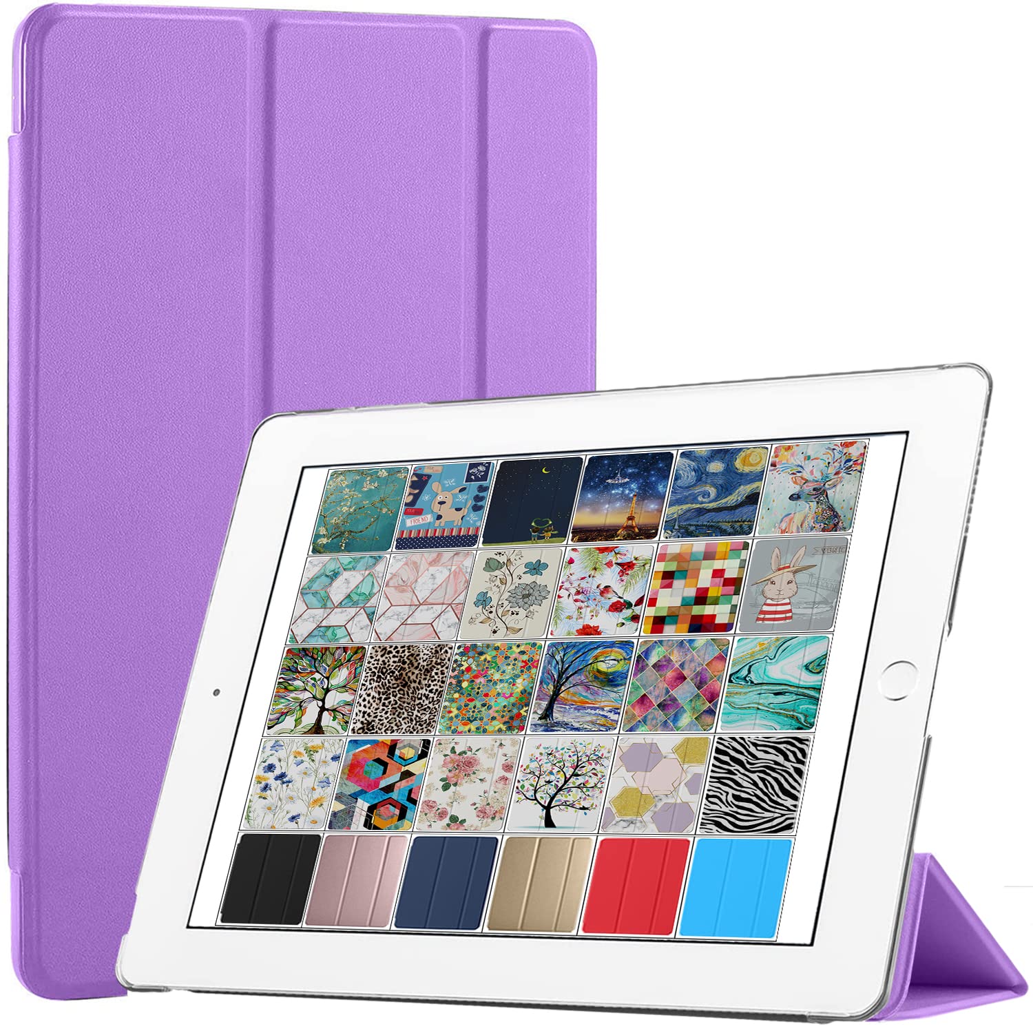 DuraSafe Cases for iPad 5 2017 / iPad 6 2018-9.7 Inch A1893 A1954 A1822 A1823 Slim Lightweight Protective Frosted PC Dual Angle Stand Front & Back Cover – Lavender