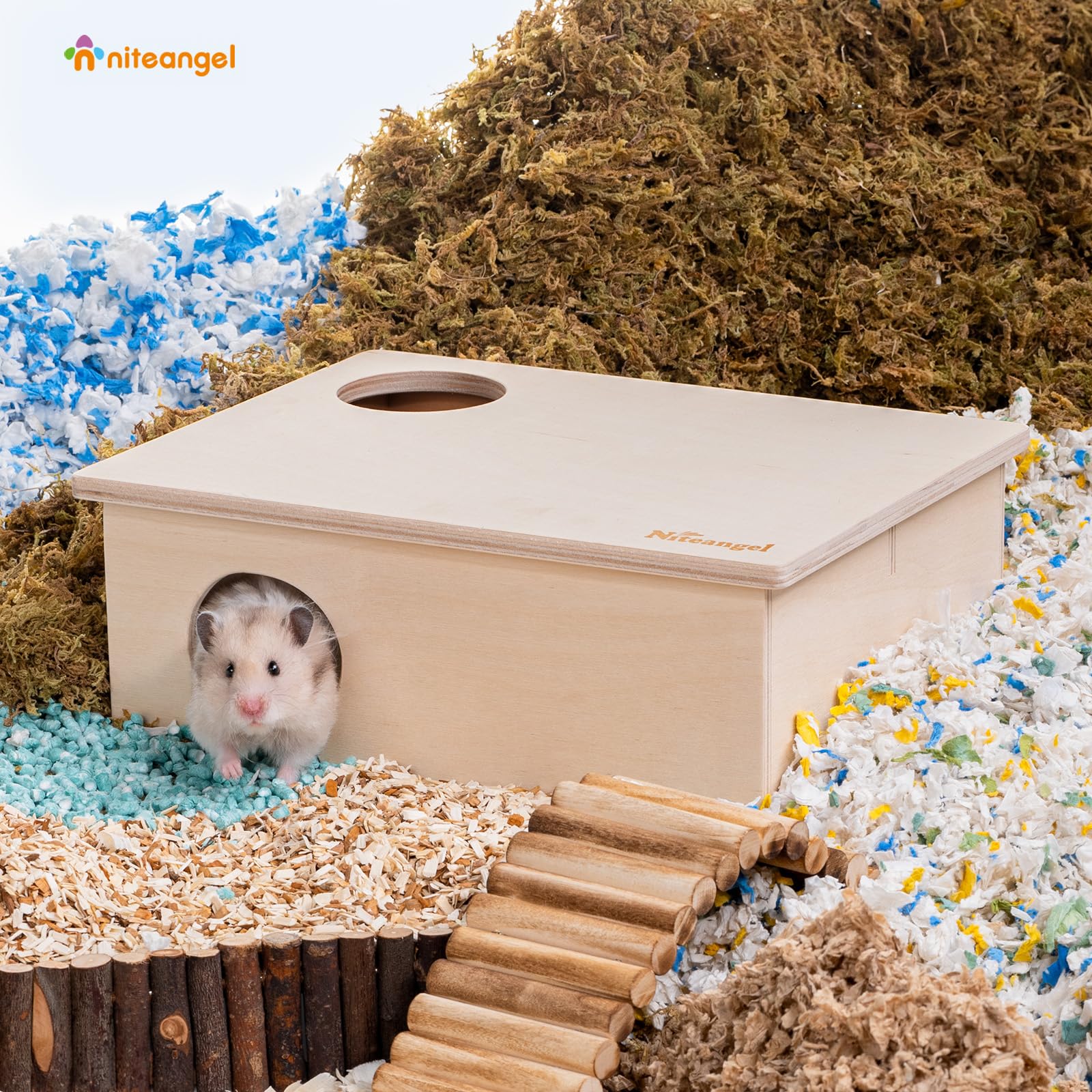 Niteangel Birkenkammer-Labyrinth-Hamsterversteck – kleine Haustiere, Waldhaus, Lebensräume, Dekoration für Hamster, Mäuse, Rennmäuse, Mäuse, Mäuse, Mäuse, Mäuse, Mäuse