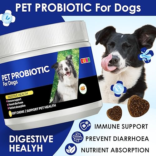 Miniatura 2 de Probióticos para perros con enzimas digestivas y prebióticos - Alivio de la diarrea, apoyo a la salud intestinal, función inmune y antipicazón,