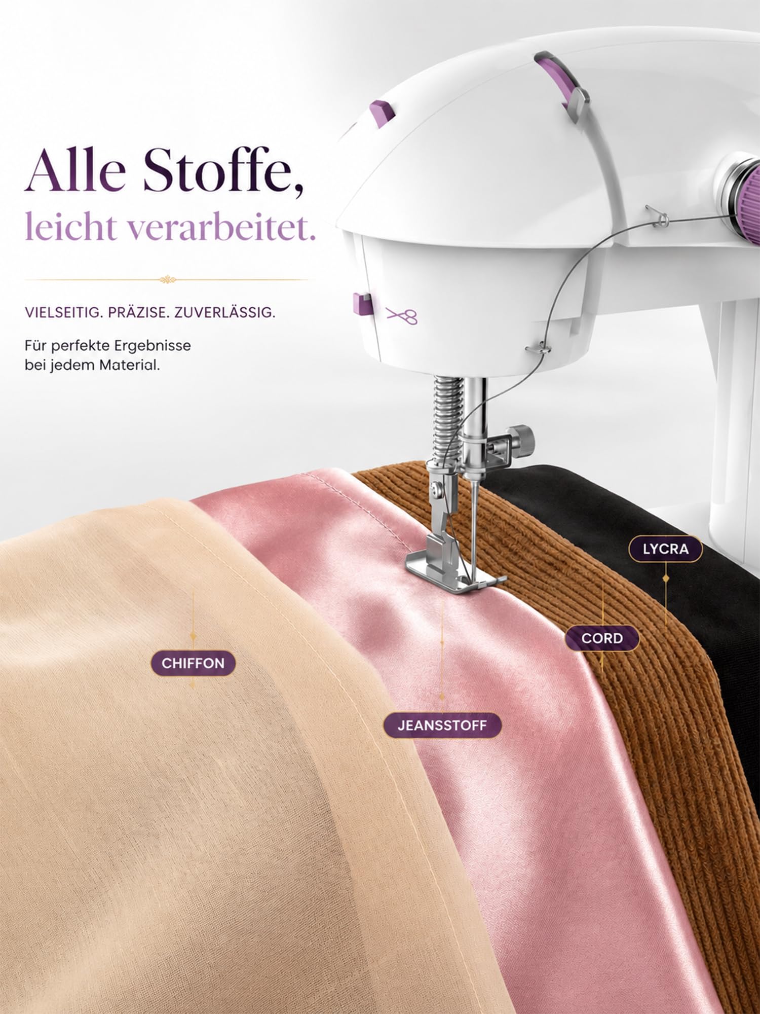 BRICH Mini-Nähmaschine für Anfänger & Kinder, tragbar, Erweiterungstisch | 2 Geschwindigkeiten, ideal für Anfänger und Kinder.Praktischer Erweiterungstisch für mehr Arbeitsfläche bei DIY-Projekten
