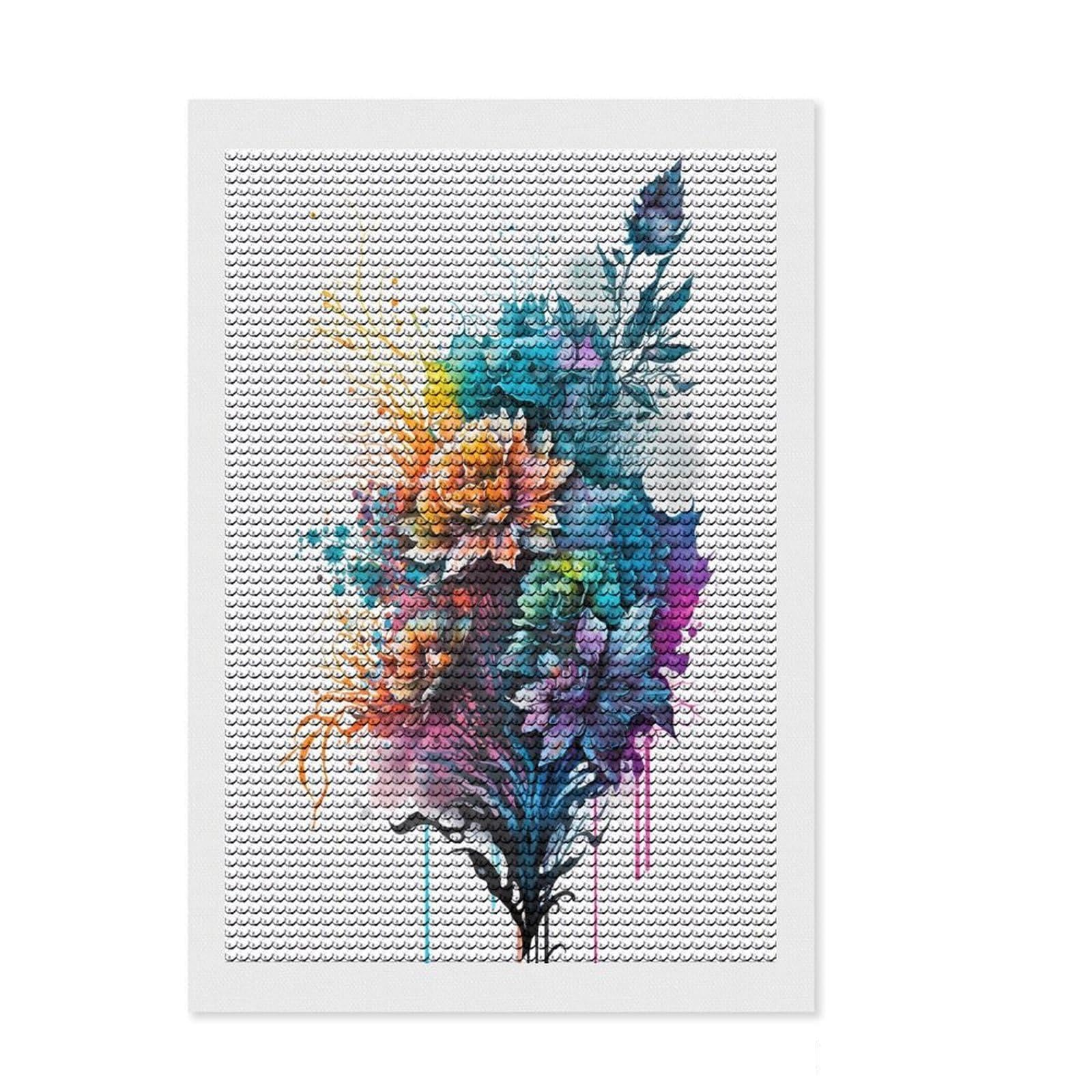 Junmoney Bouquet Watercolor Art Diamond Painting Set 8"x12", Stress Relief Craft, Simple to Start, Farmhouse Decor, Gift Idea, Easy to Enjoy