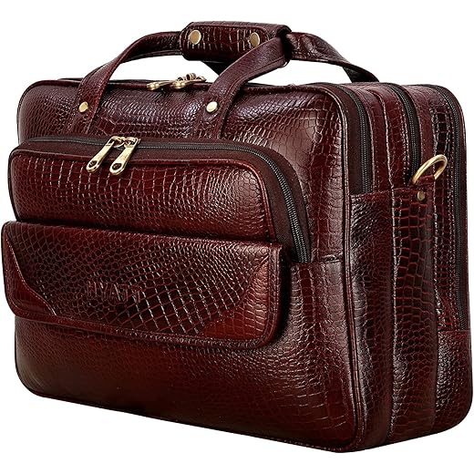 Mens Leather Laptop Briefcase 15.6 Inch